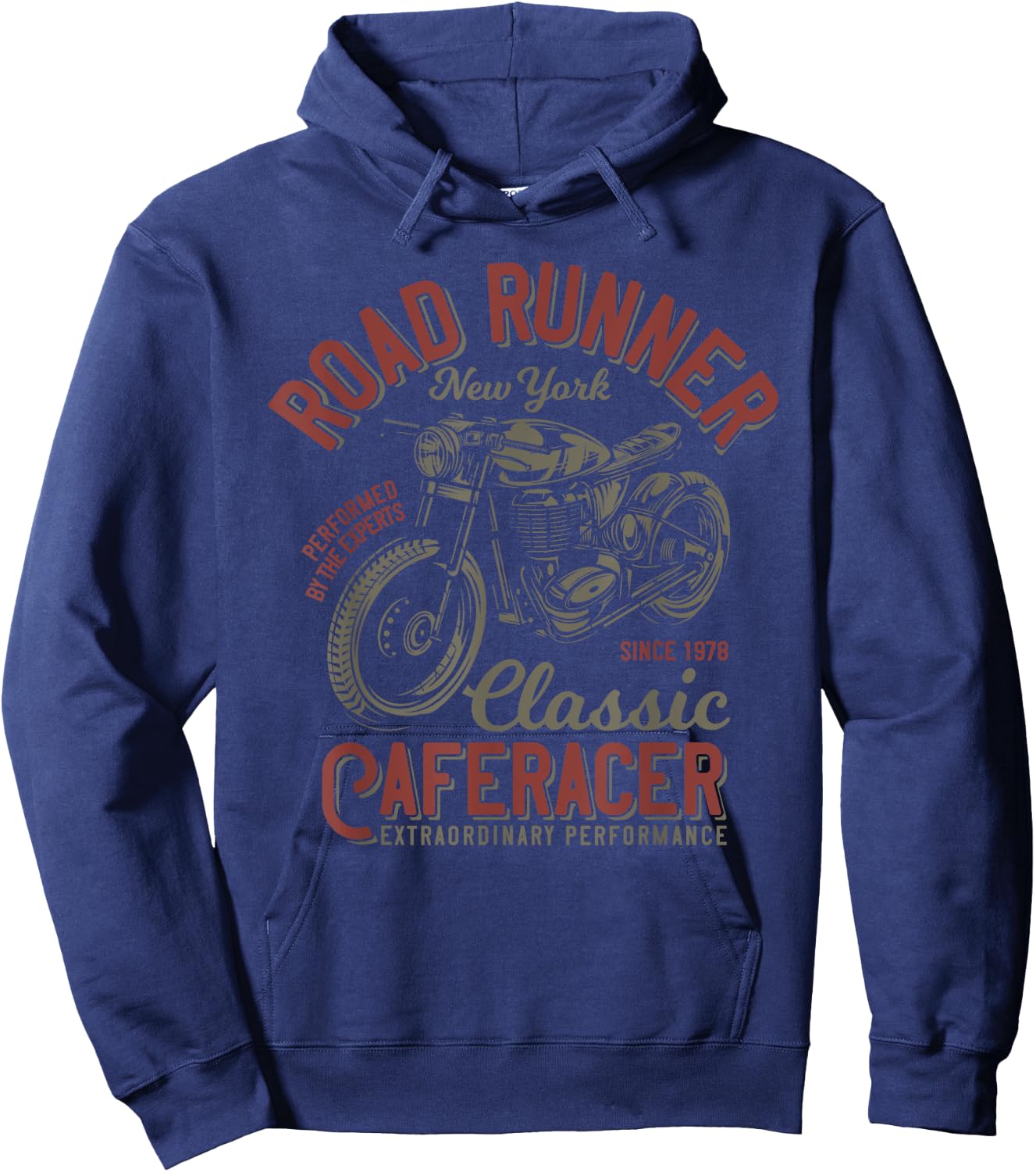 Road Runner New York Cafe Racer Retro Vintage Motorcycle Hoodie - Hoodie | Navy