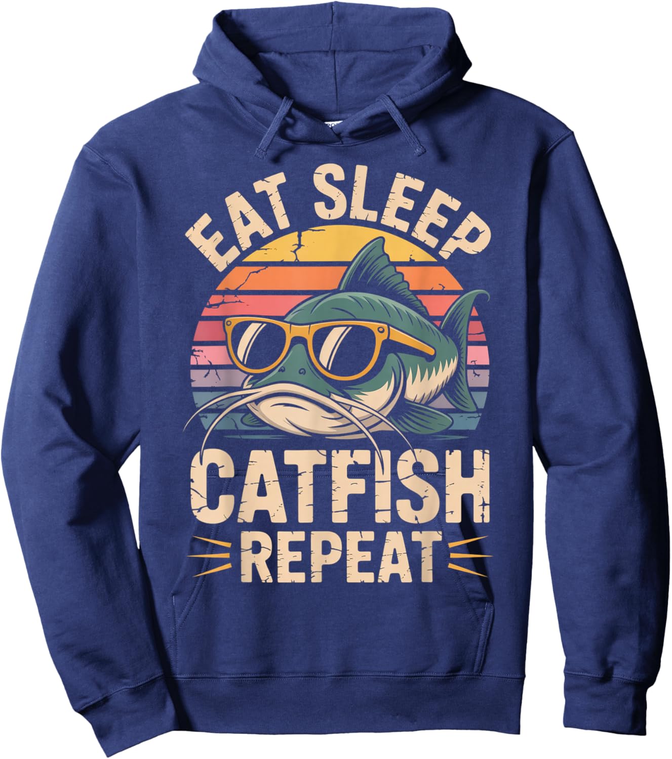 Eat Sleep Catfish Repeat Fishing Hoodie - Hoodie | Navy