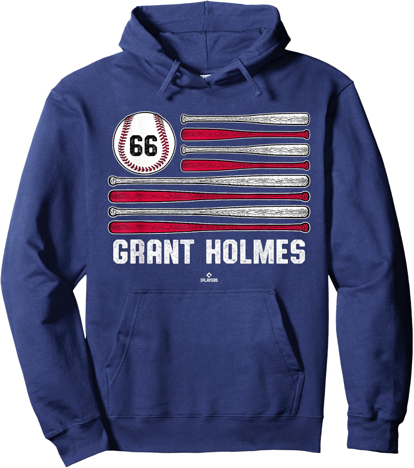 Baseball American Flag Grant Holmes Atlanta Baseball MLBPA Hoodie - Hoodie | Navy