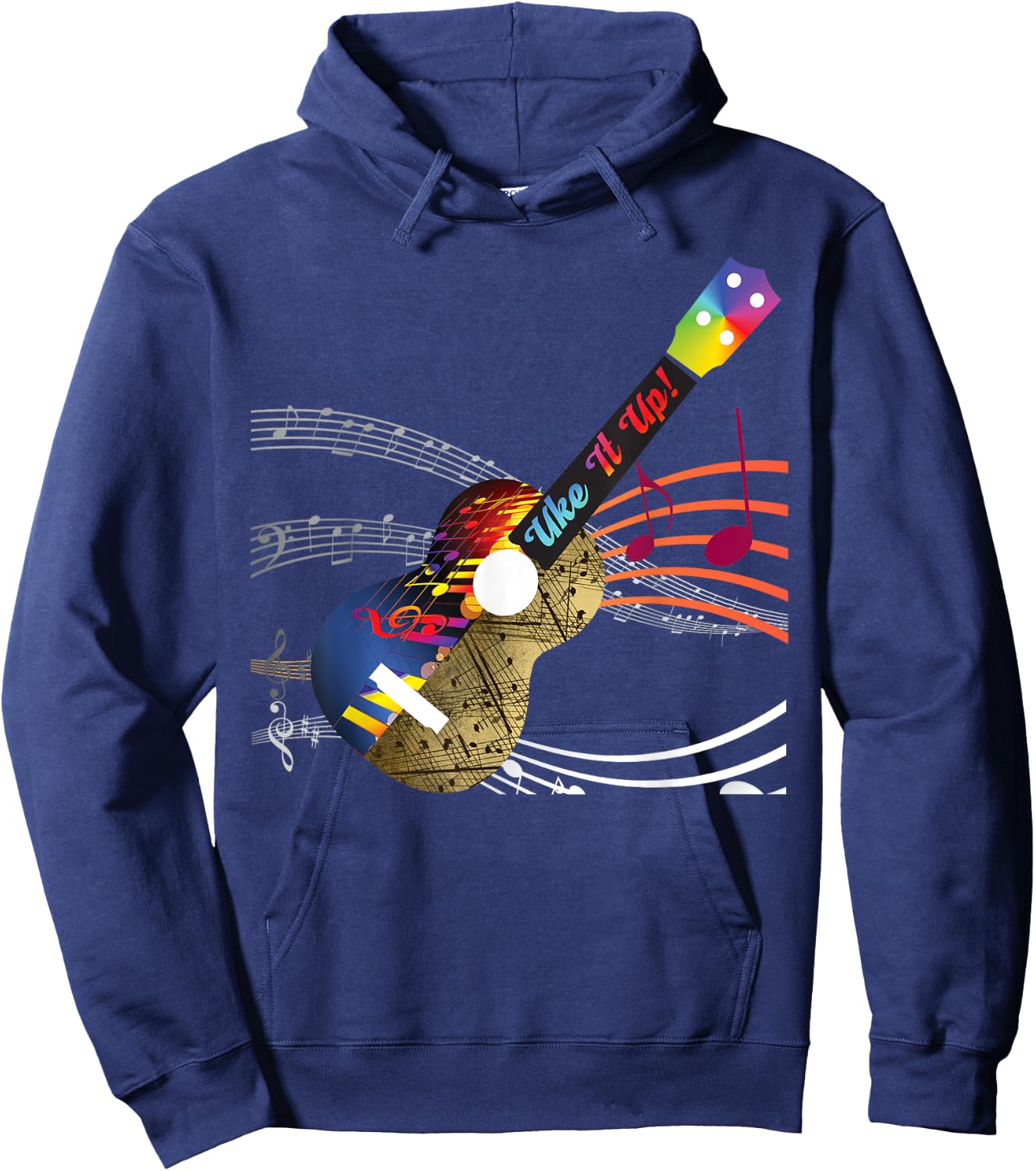 Uke It UP with musical notes! Ukulele design Hoodie - Hoodie | Navy