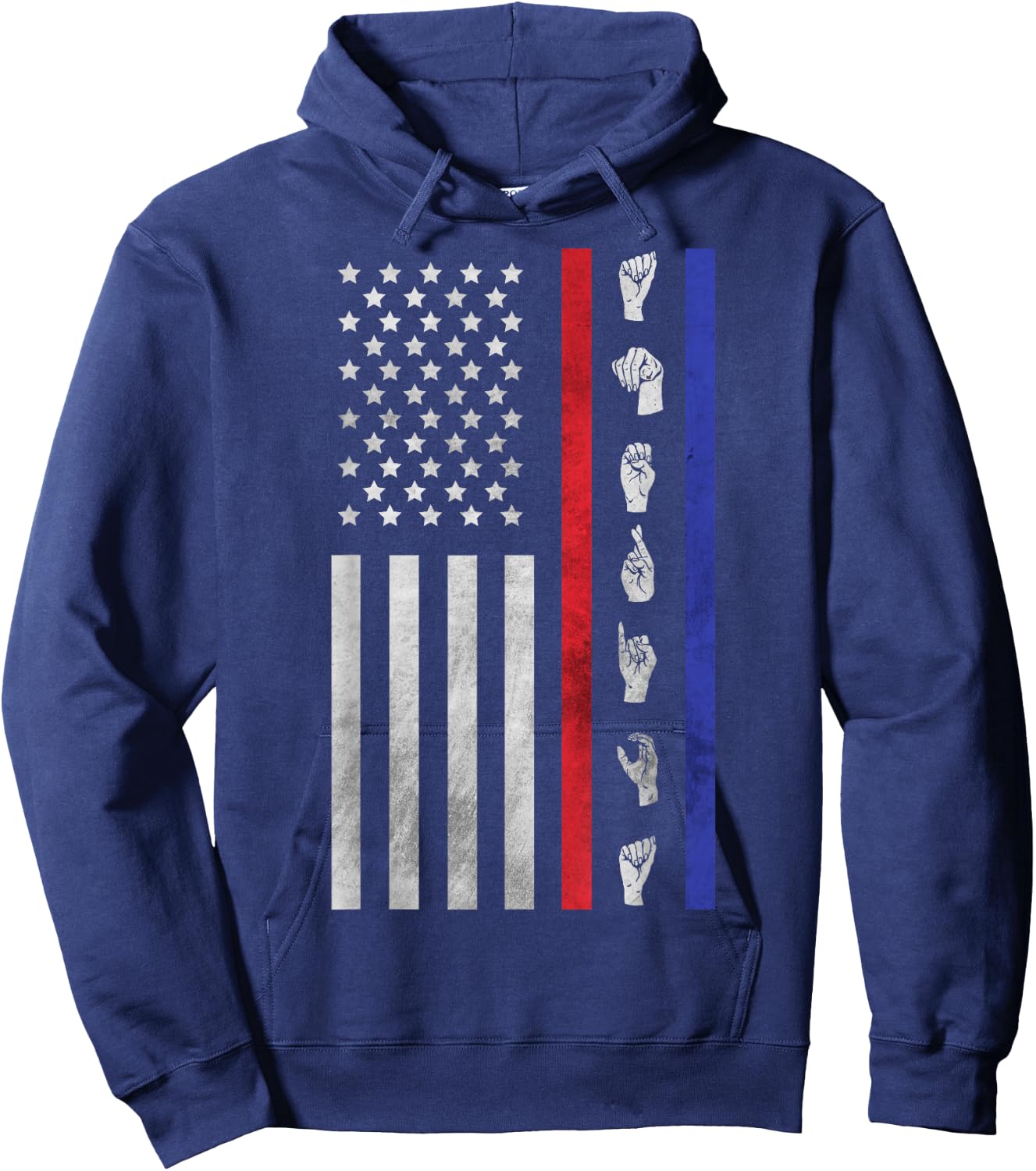 American Flag ASL Shirt American Sign Language America USA Hoodie - Hoodie | Navy