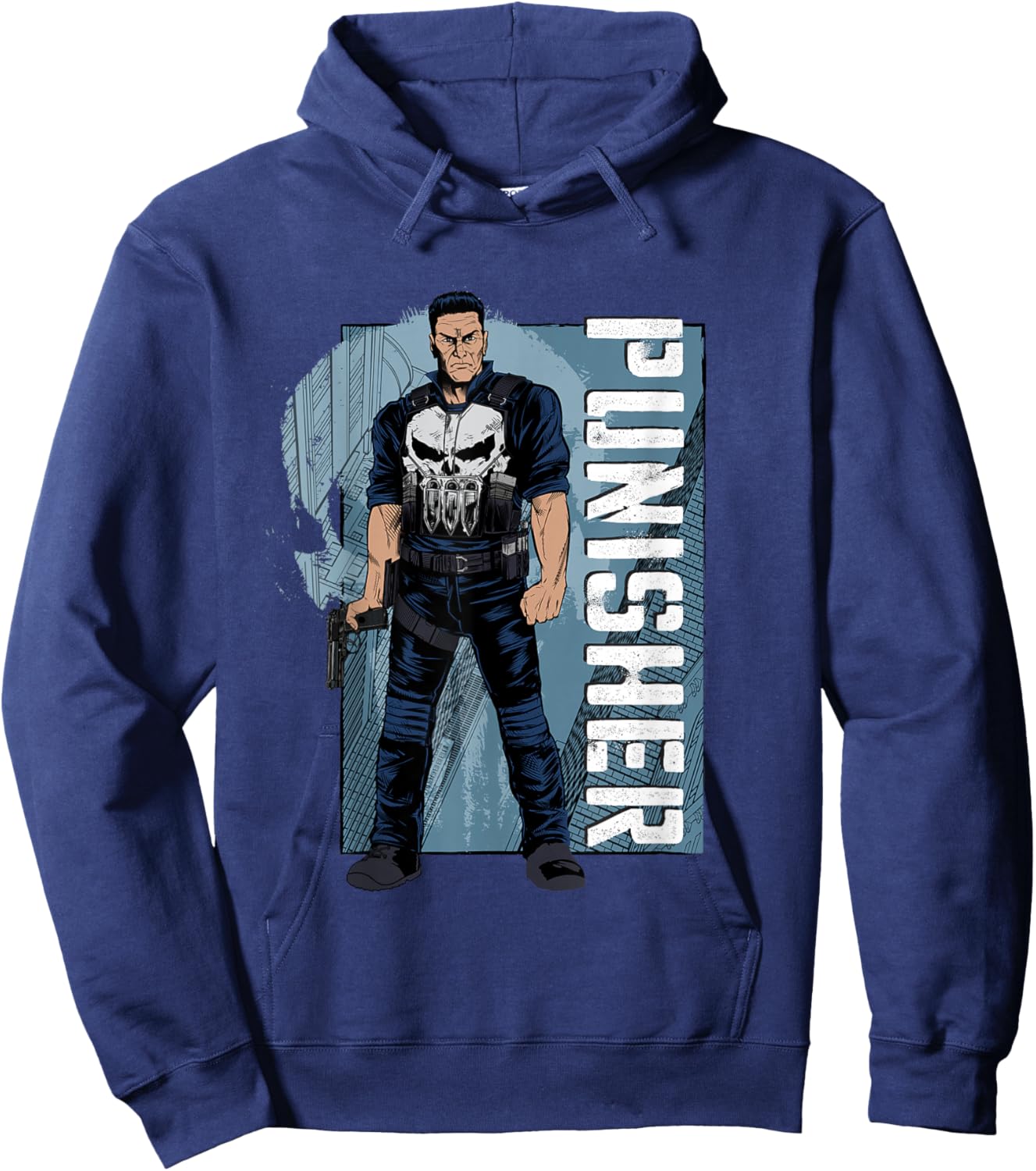 Marvel Spider-Man: New Day Punisher Vertical Text Hoodie - Hoodie | Navy