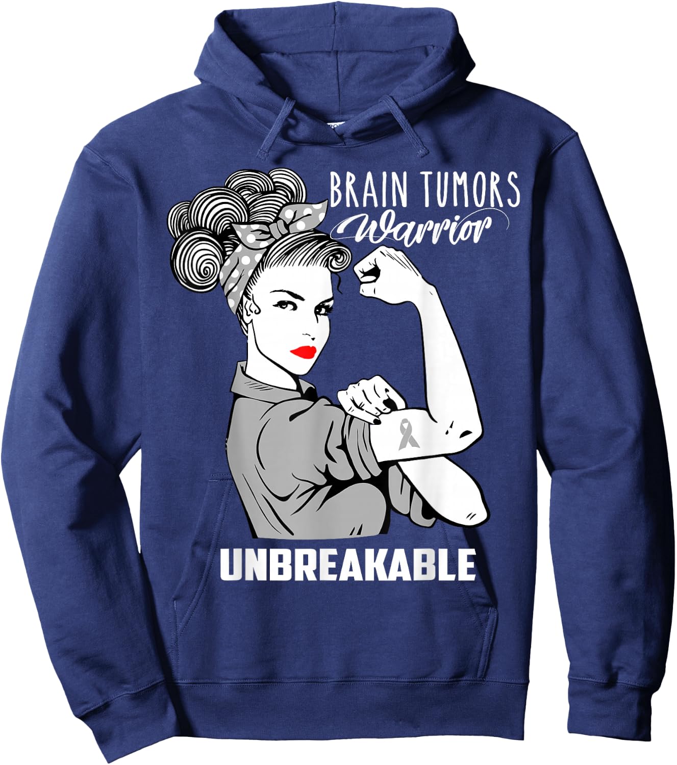 Brain Tumors Warrior Unbreakable Shirt Awareness Gift Hoodie - Hoodie | Navy