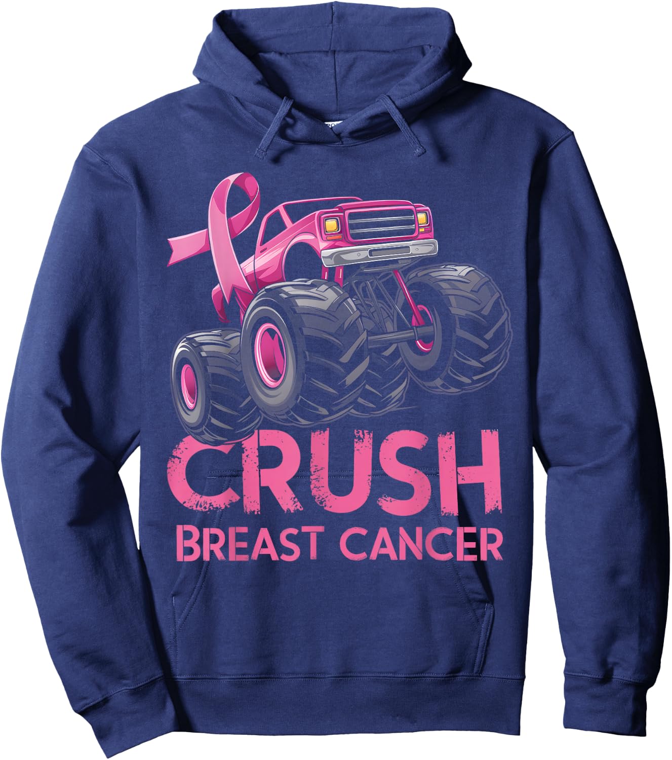Crush Breast Cancer Awareness Truck pink for kids Hoodie - Hoodie | Navy