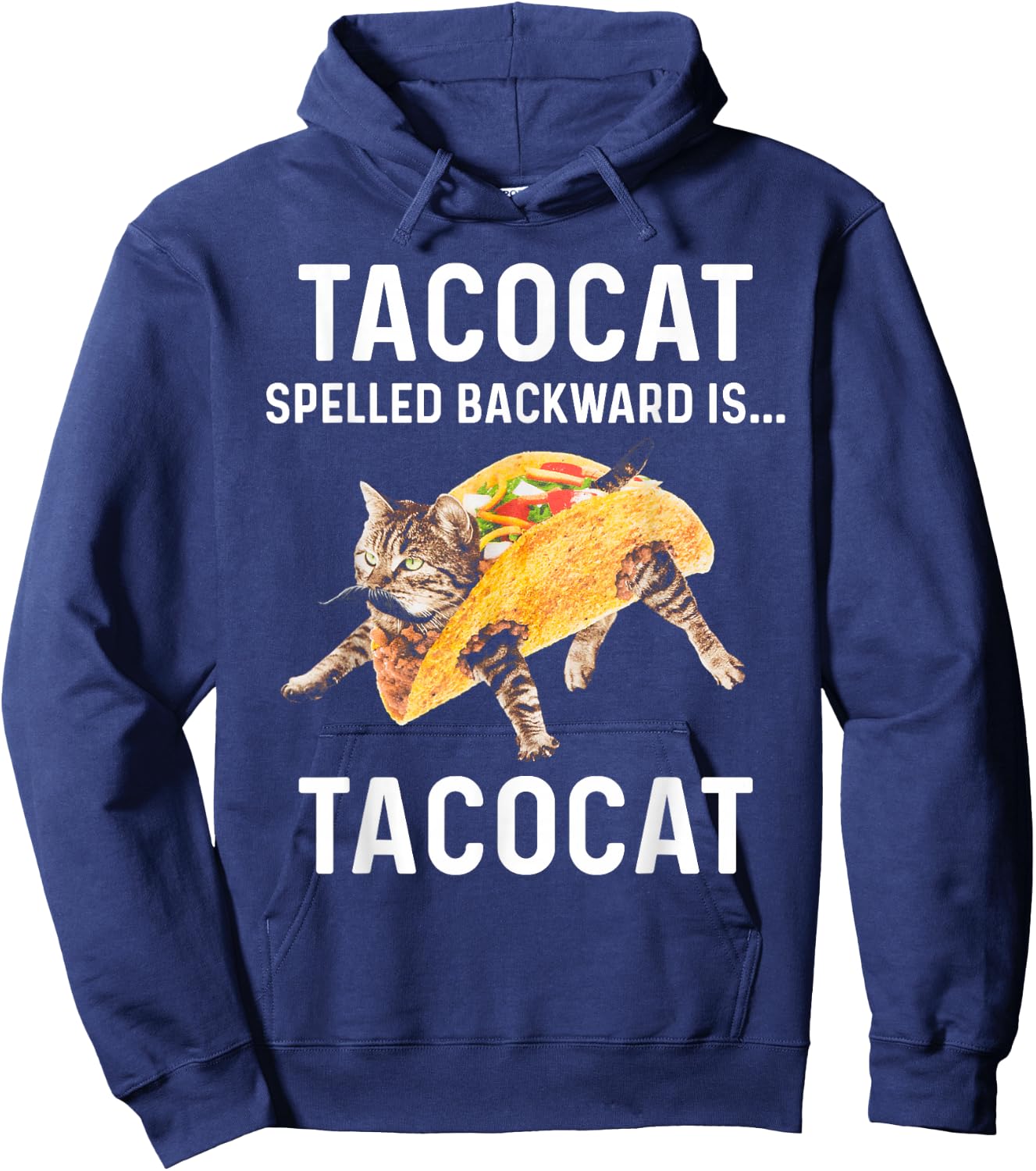 Tacocat Spelled Backward Is Tacocat - Love Cat And Taco Hoodie - Hoodie | Navy