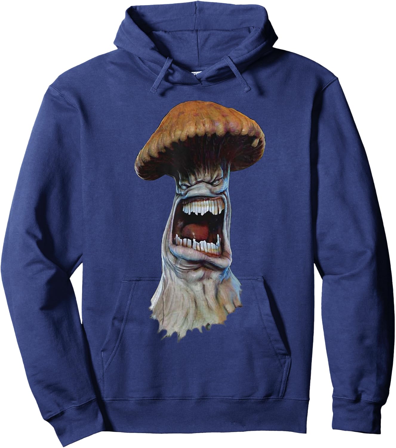 Peach-Bruh Scary Mushroom Head Art Monster Grumpy Angry Hoodie - Hoodie | Navy