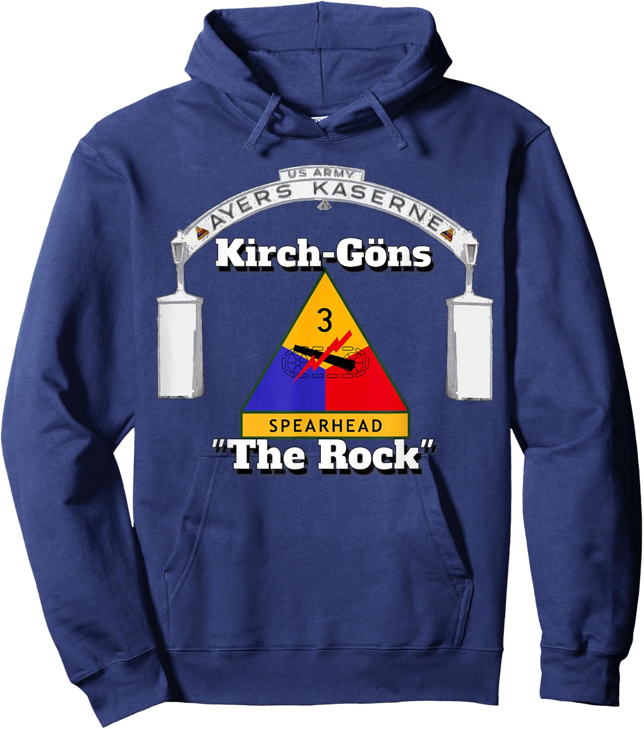 Ayers Kaserne - Kirch-Goens - 3rd Armored Division print Hoodie - Hoodie | Navy