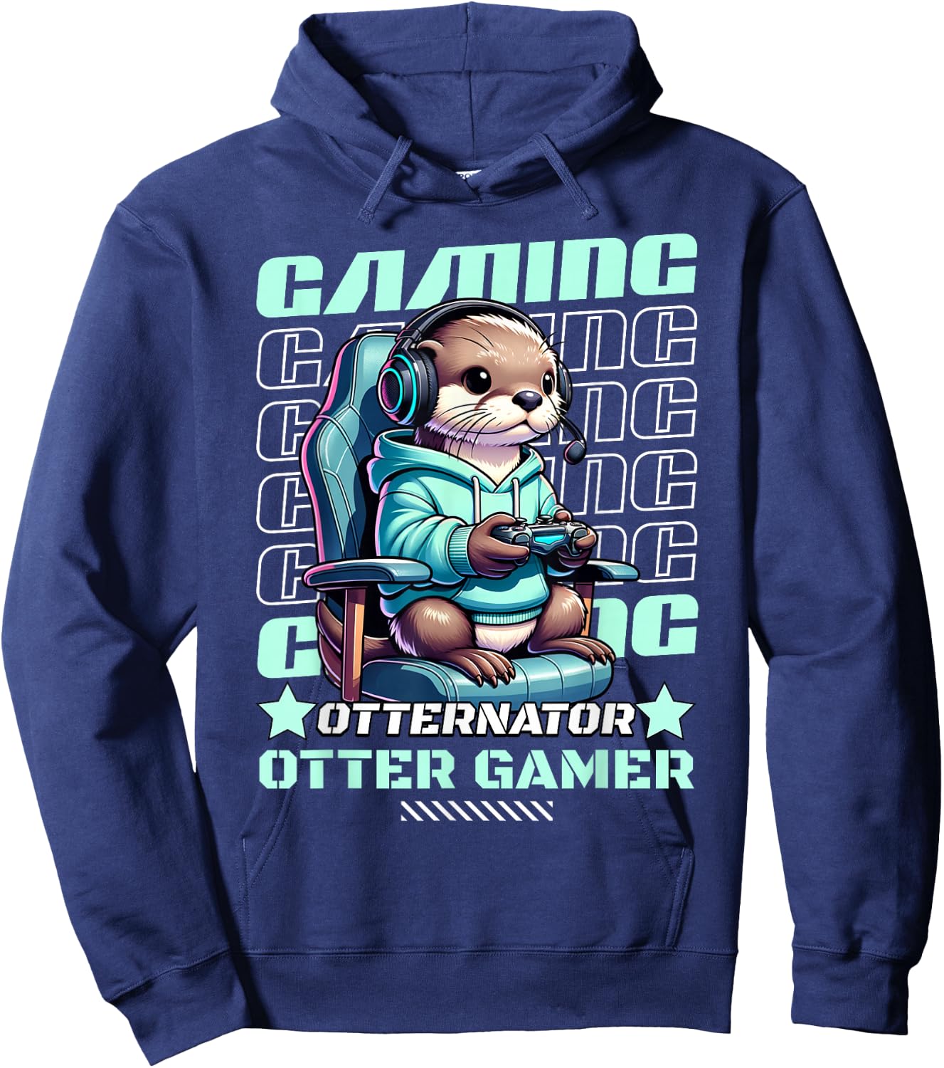 Cute Gaming Otter Gamer Video Game For Kids Boys Men Hoodie - Hoodie | Navy