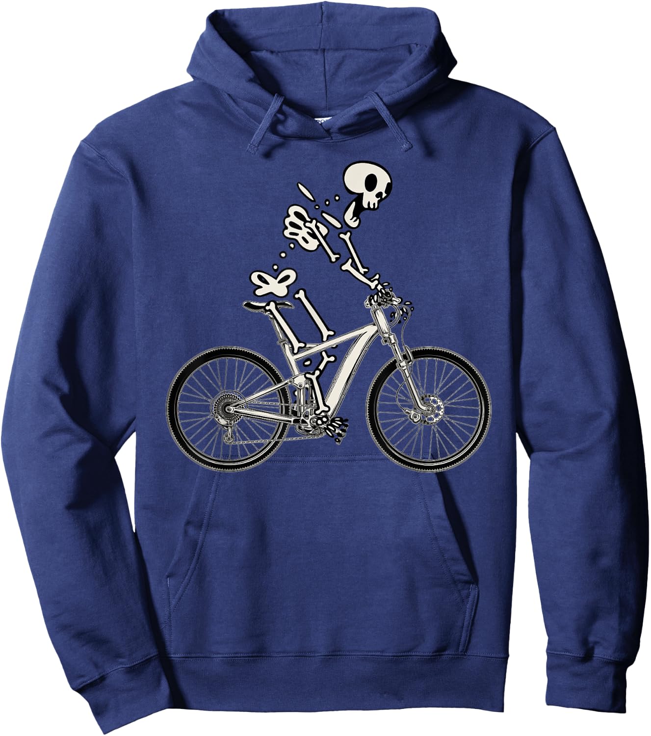 Bike Funny Skeleton On Bicycle Biker Mountain Bike Hoodie - Hoodie | Navy