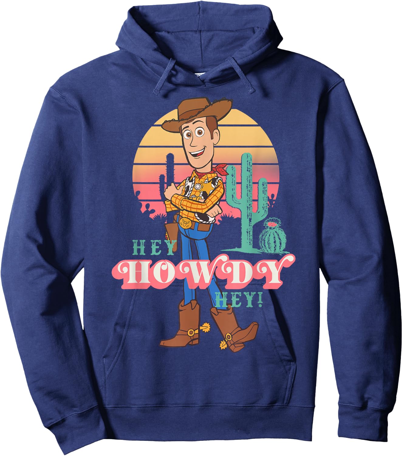 Disney Pixar Toy Story 4 Woody Hey Howdy Hey Retro Portrait Hoodie - Hoodie | Navy