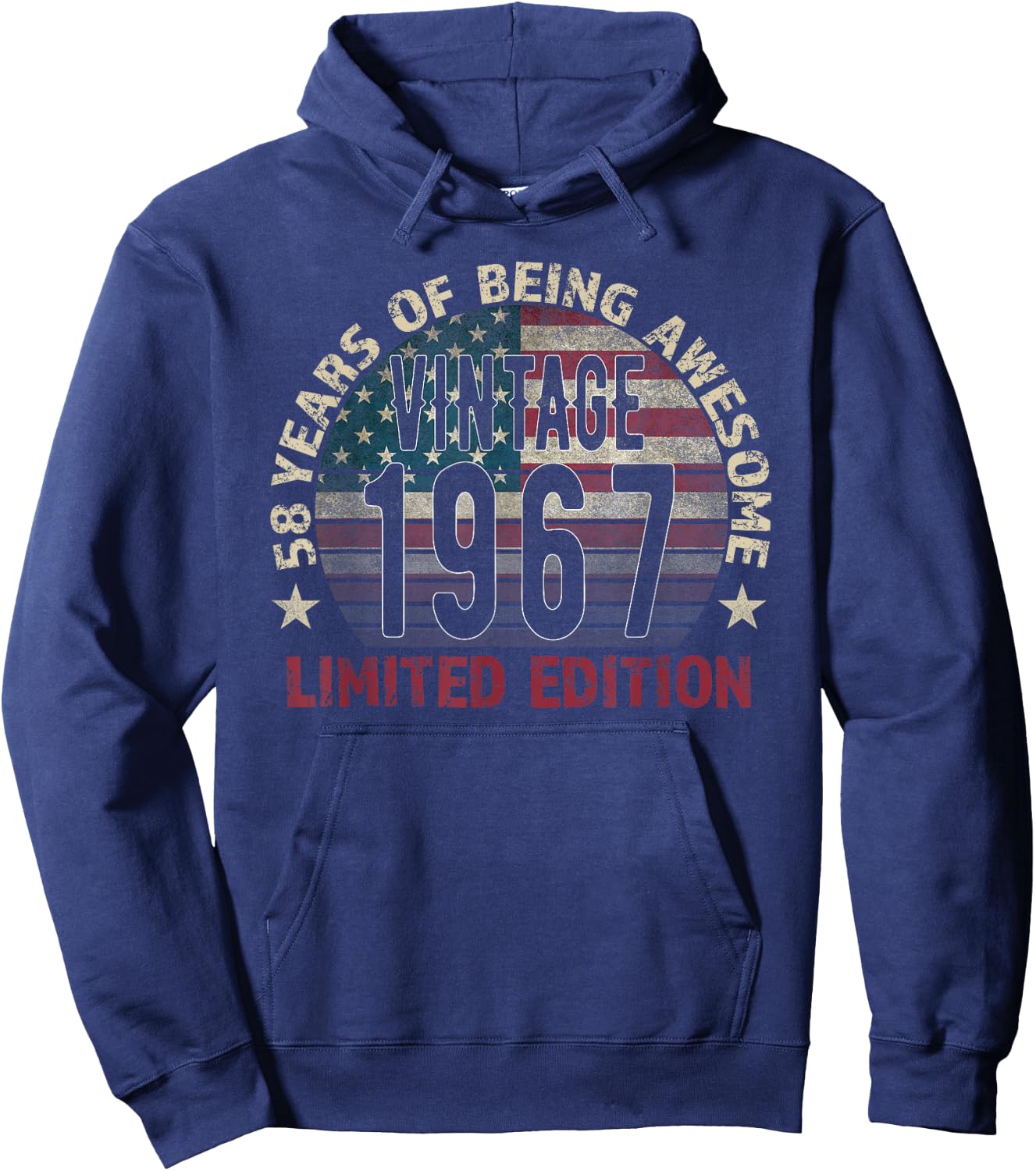 58th Birthday Gift men Vintage born 1967 turning 58 Year Old Hoodie - Hoodie | Navy