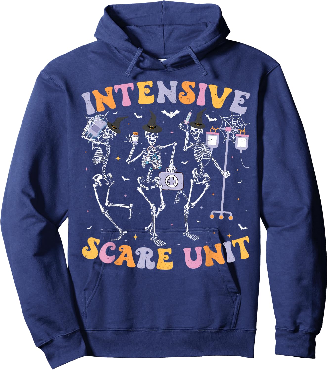 Halloween Intensive Care Scare Unit Skeleton ICU Nursing Hoodie - Hoodie | Navy