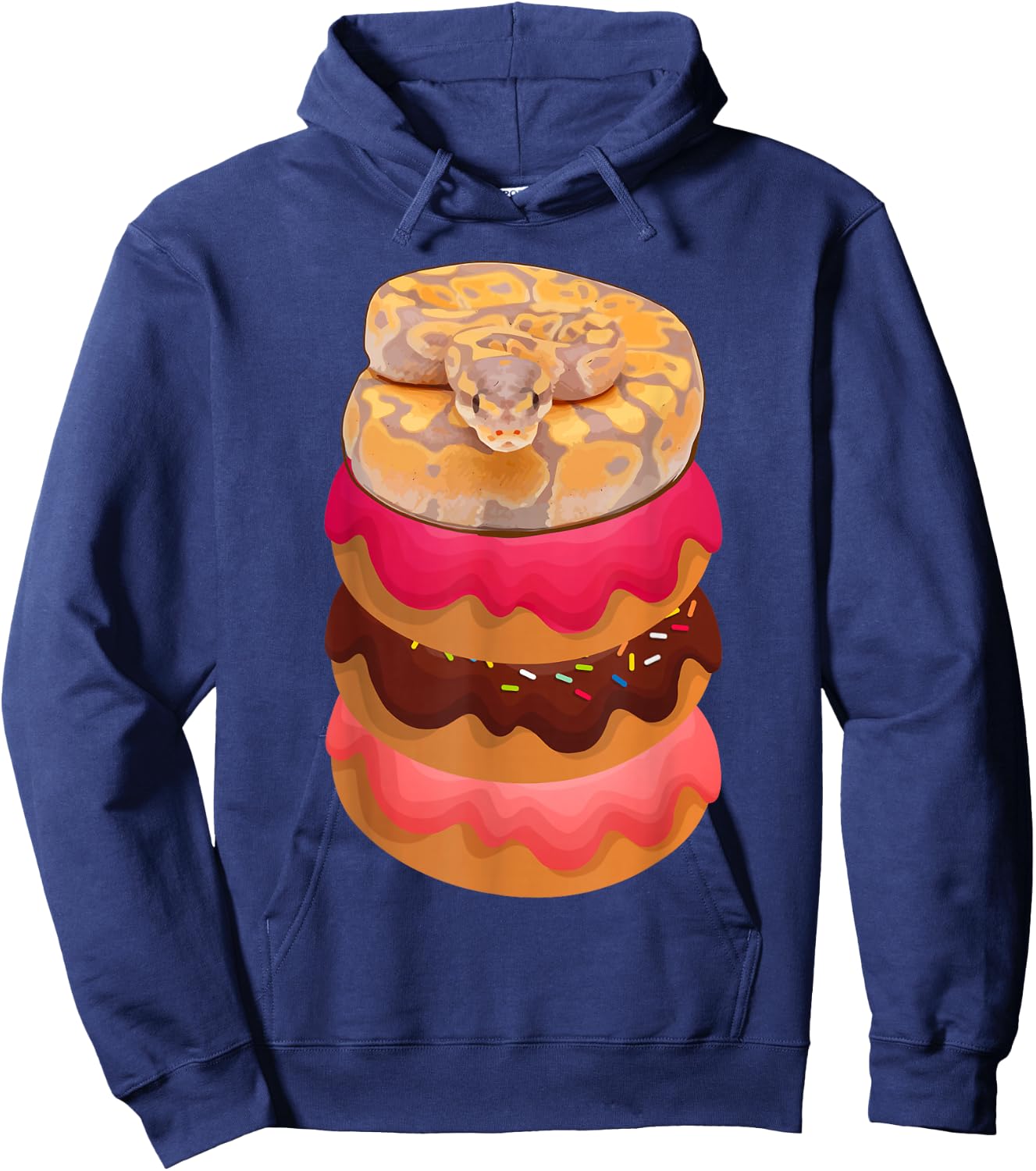 Ball Python Snake Reptile on Doughnuts Donuts Herpetologists Hoodie - Hoodie | Navy