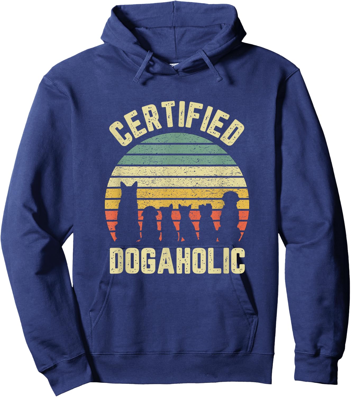 Dogaholic Funny Shirt Gift Dog Lovers Retro Hoodie - Hoodie | Navy