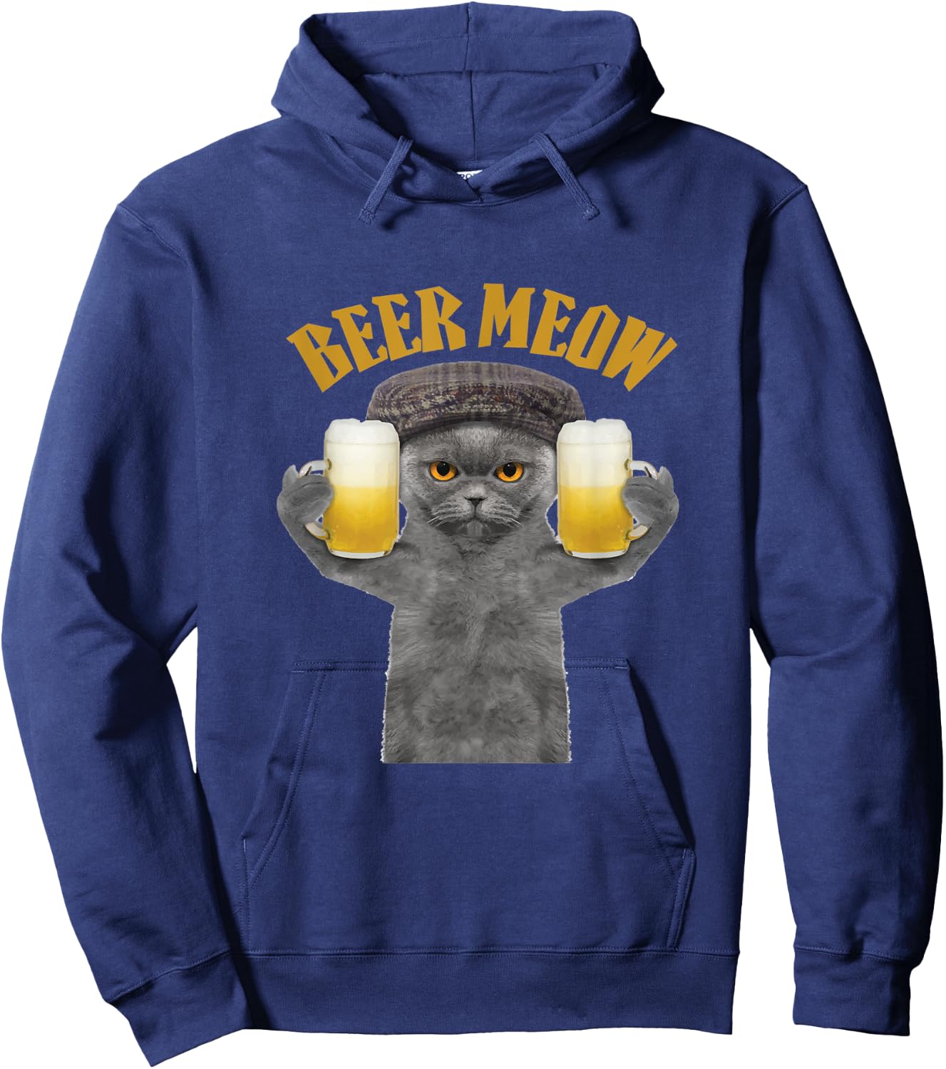 Beer Meow Cat Kitty Drinking or Serving Alcohol Women Hoodie - Hoodie | Navy