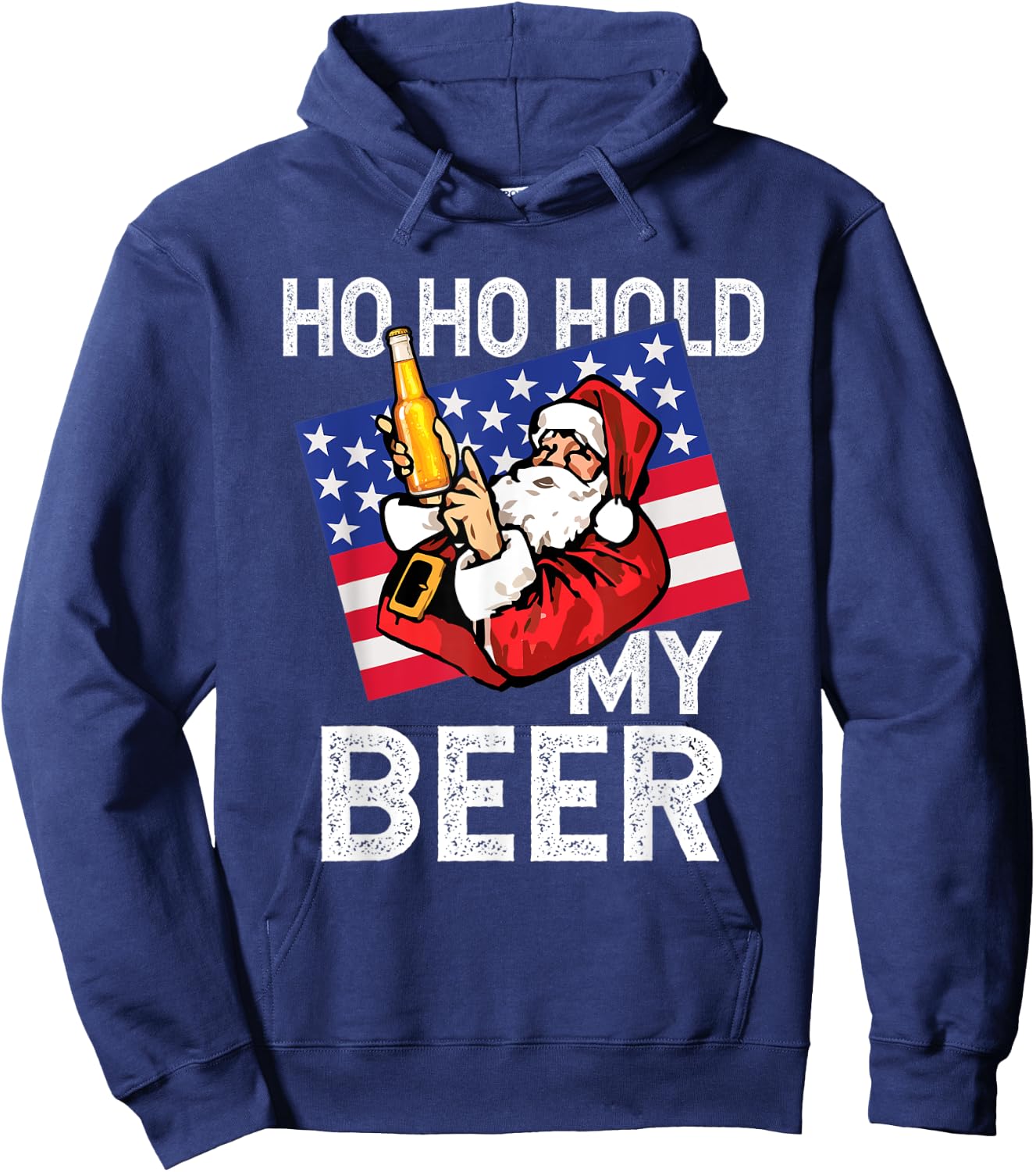 Christmas In July - Santa Ho Ho Hold My Beer Drinking Party Hoodie - Hoodie | Navy