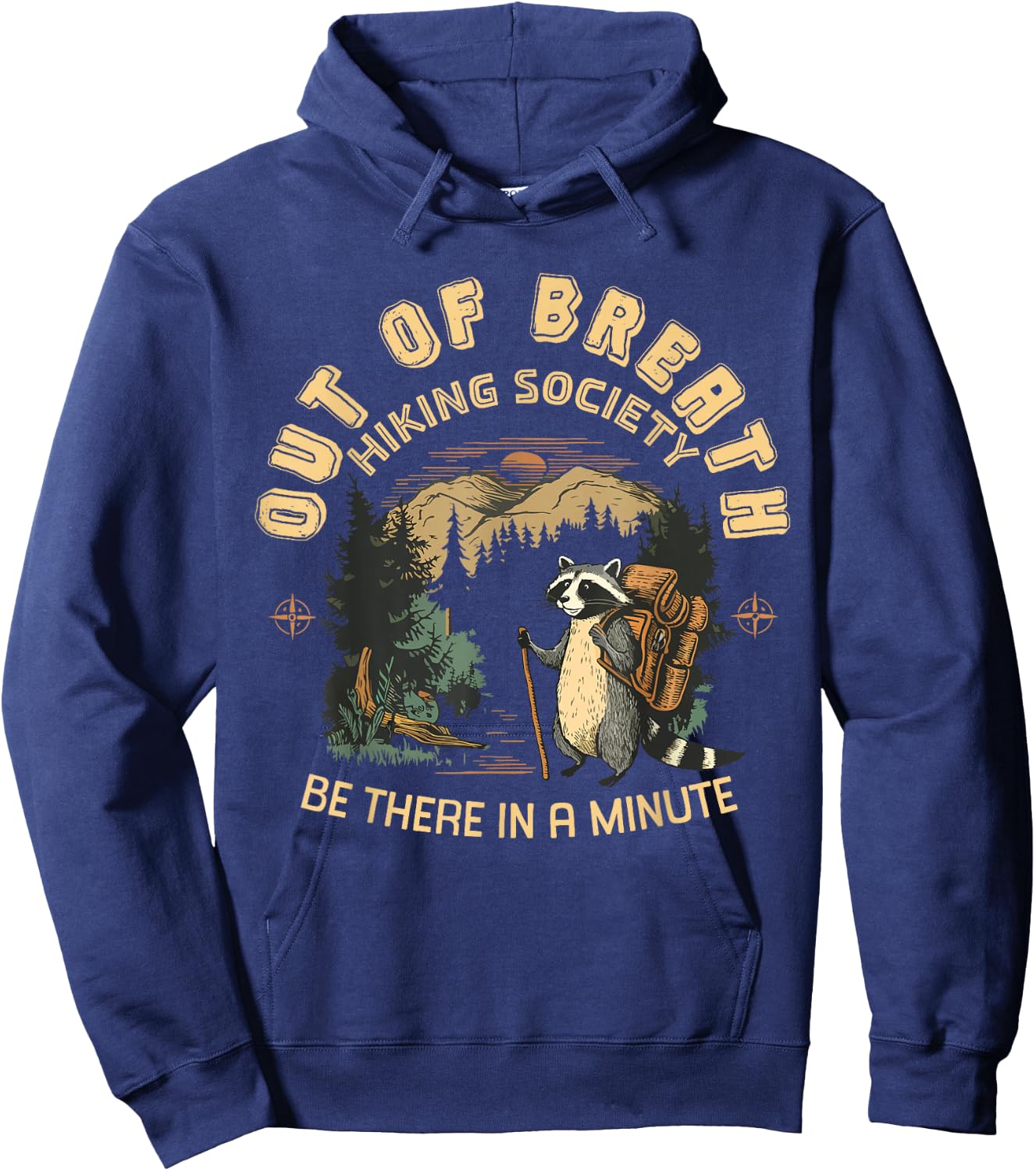 Out of Breath Hiking Society Nature Love Raccoon Hoodie - Hoodie | Navy