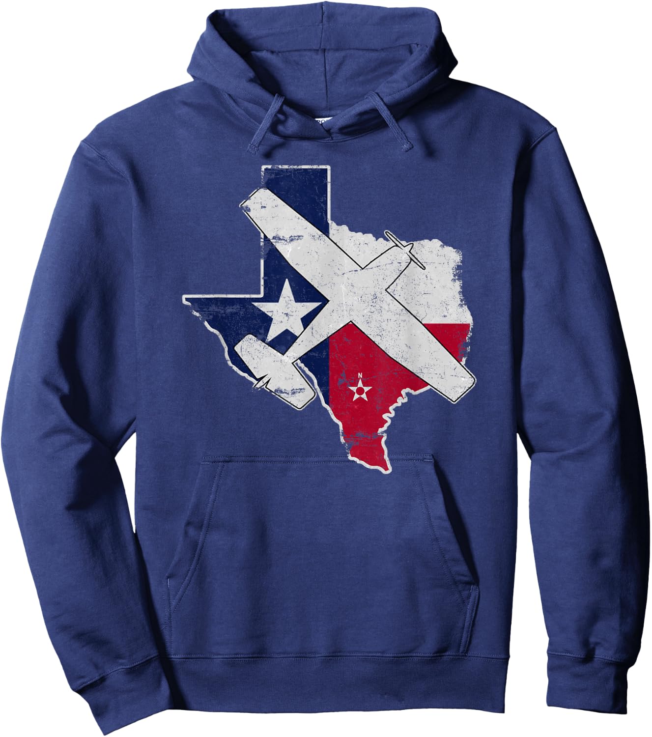 Texas Pilot State Flag C172 Skyhawk Airplane Vintage Hoodie - Hoodie | Navy