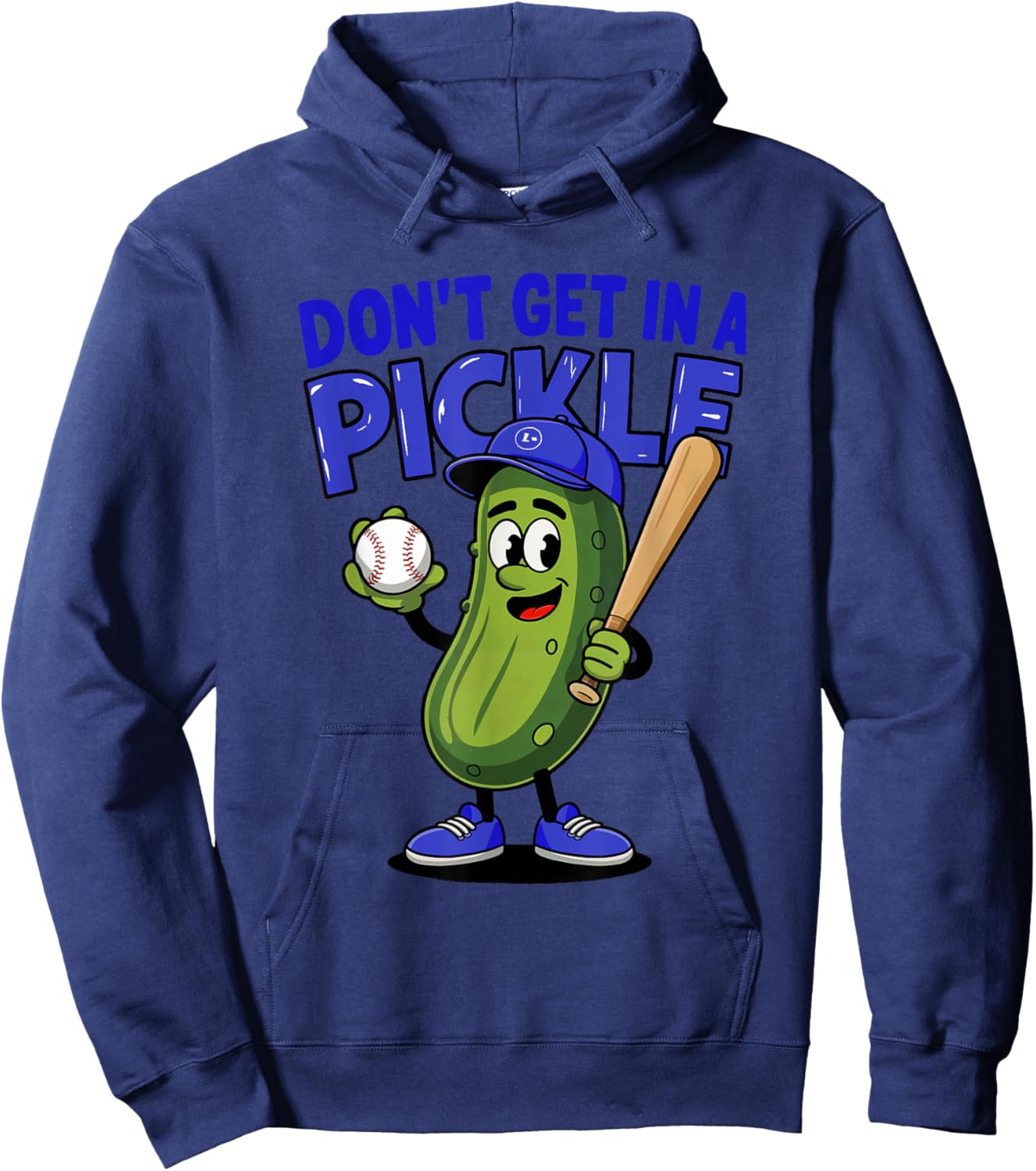 Don't Get In A Pickle Funny Baseball Retro Humor Baseball Hoodie - Hoodie | Navy