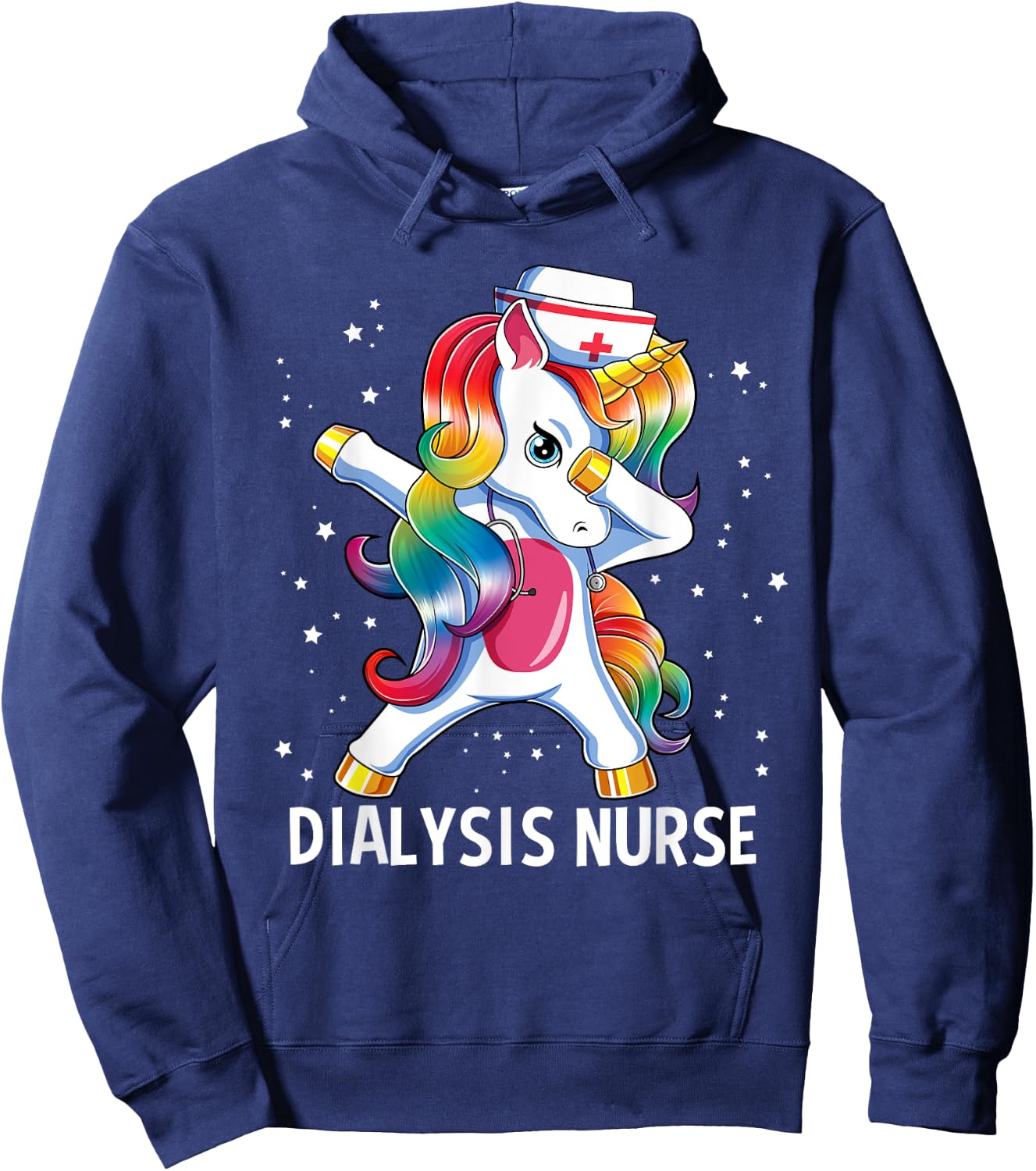 Dabbing Unicorn Funny Dialysis Nurse Hoodie - Hoodie | Navy