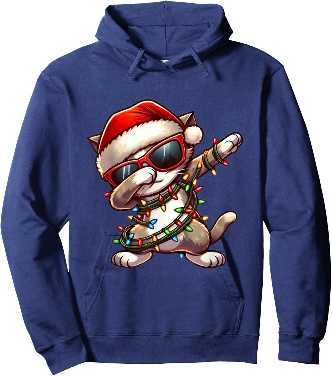 Funny Christmas Cat Dabbing Cute Meowy Xmas Men Women Cat Hoodie - Hoodie | Navy