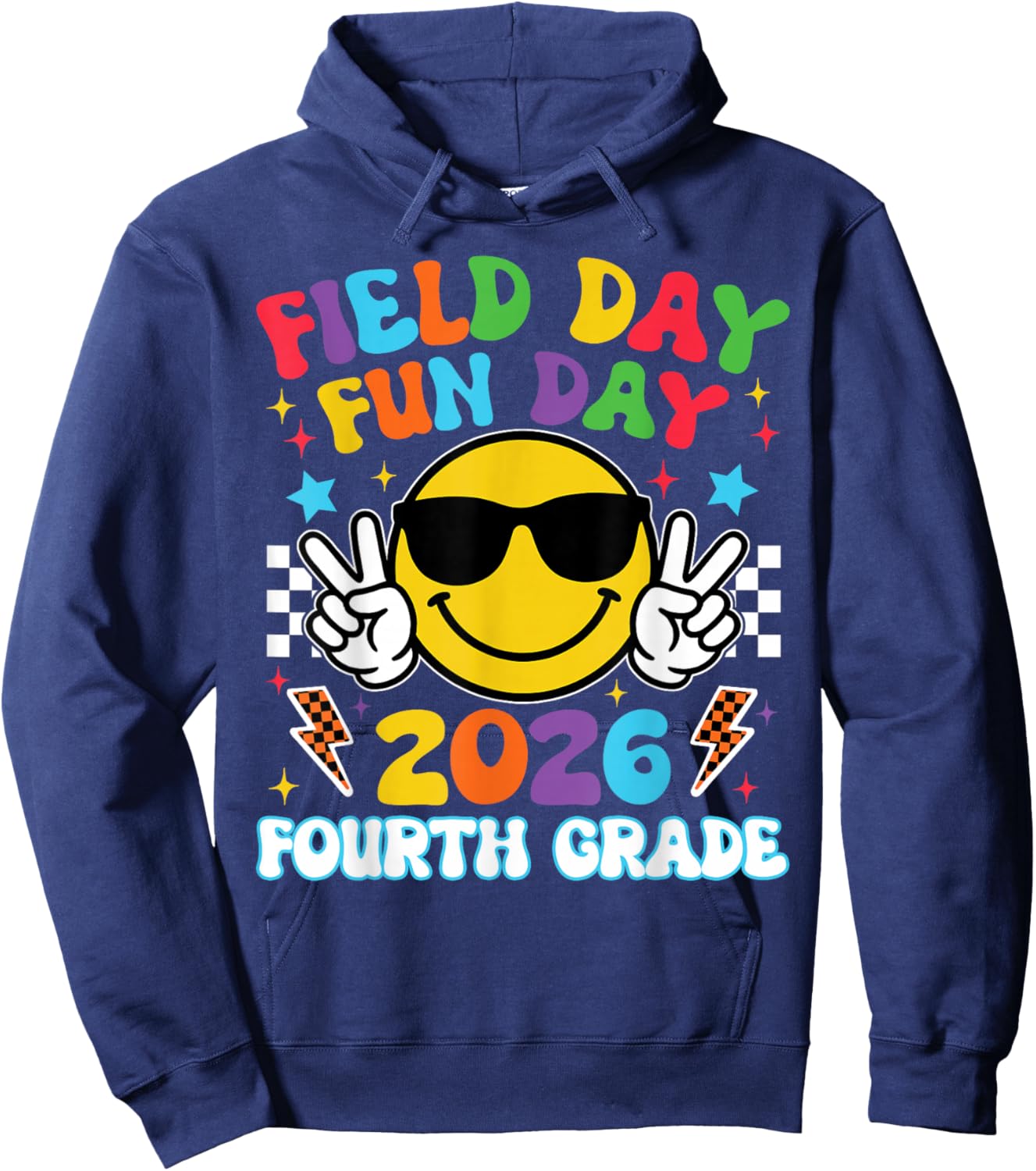 4th Grade Field Day Fun Day 2026 Teacher Boy Girl Kid Hoodie - Hoodie | Navy