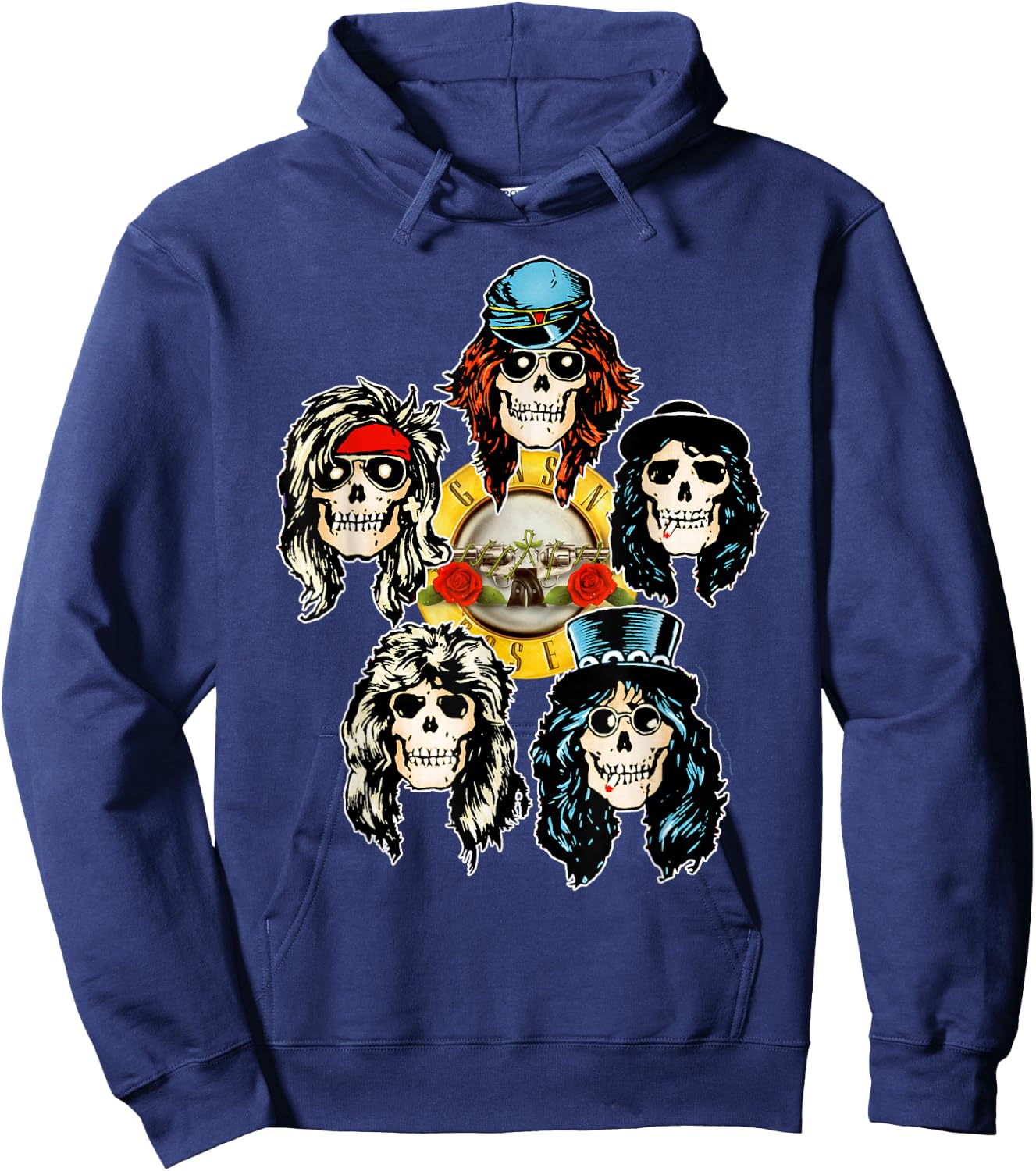 Guns N' Roses Official Skull Heads Hoodie - Hoodie | Navy