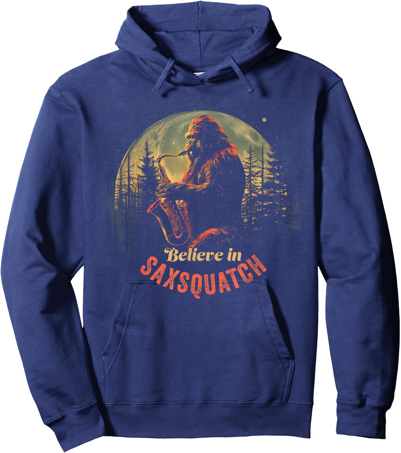 Yeti Bigfoot Playing Saxophone Sax-Squatch Hoodie - Hoodie | Navy