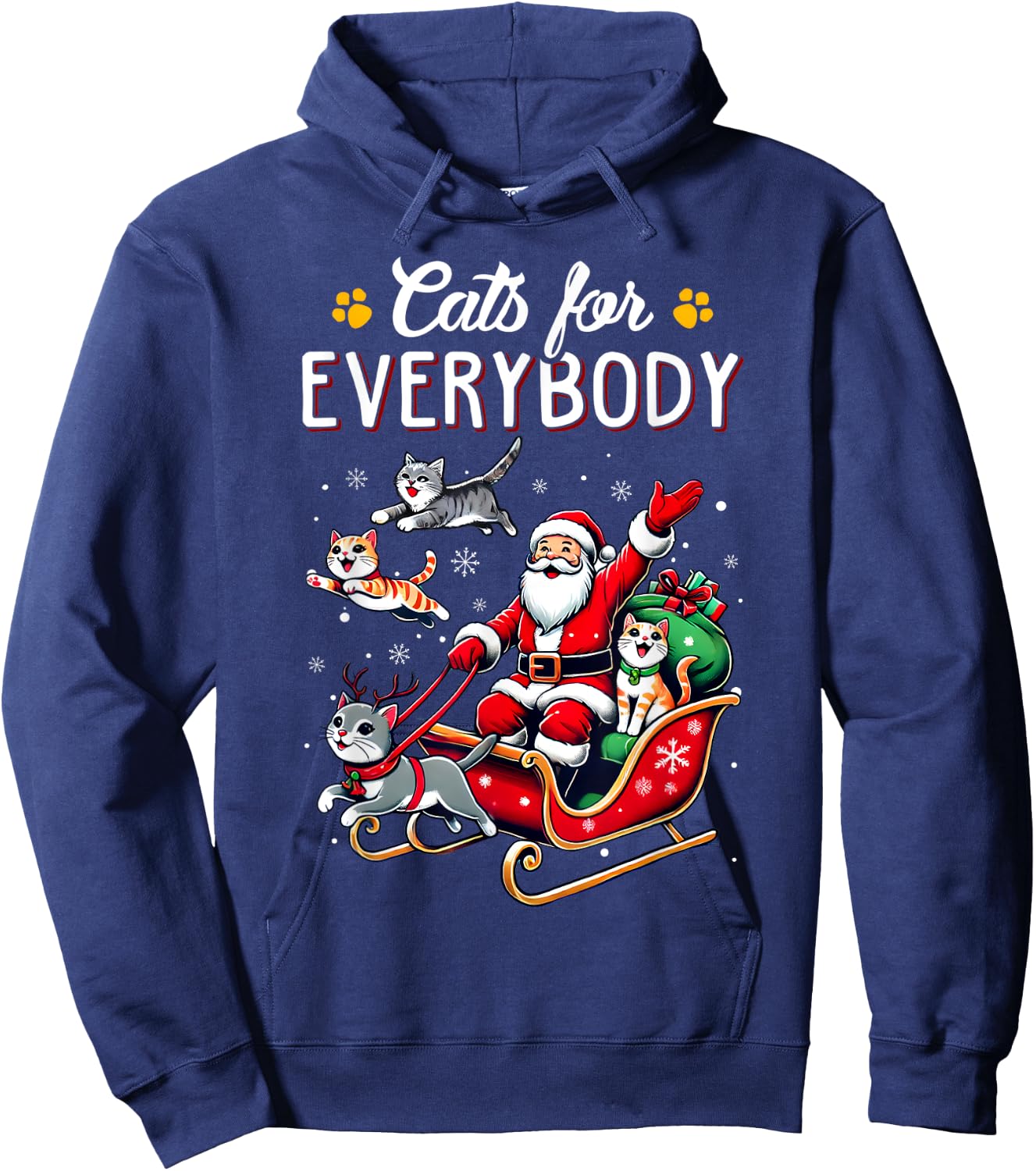 Cats For Everybody Christmas Cat Funny Xmas Men Women Santa Hoodie - Hoodie | Navy