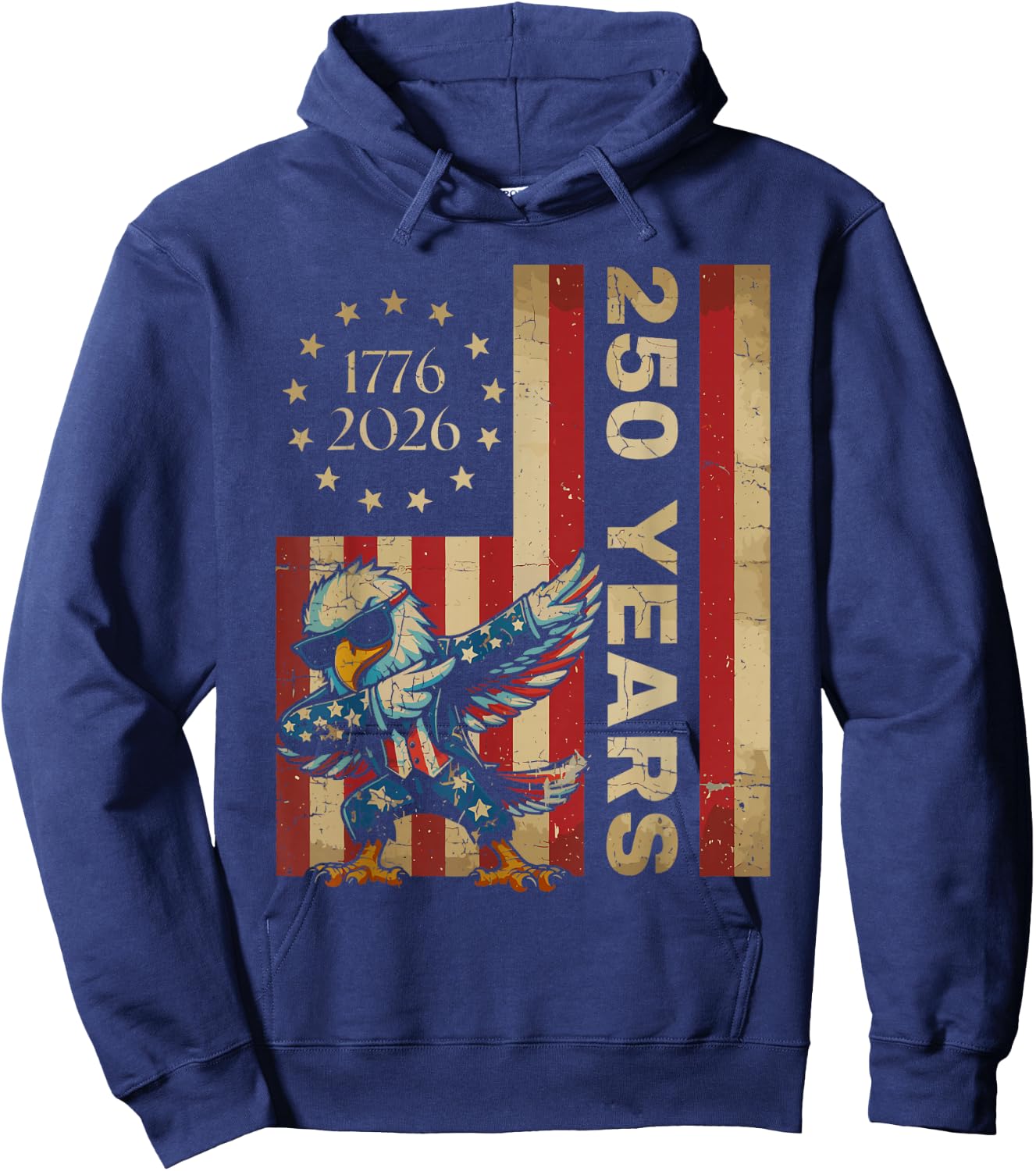 250 Years Dab Dance Vintage USA Flag 4th of July 1776 2026 Hoodie - Hoodie | Navy