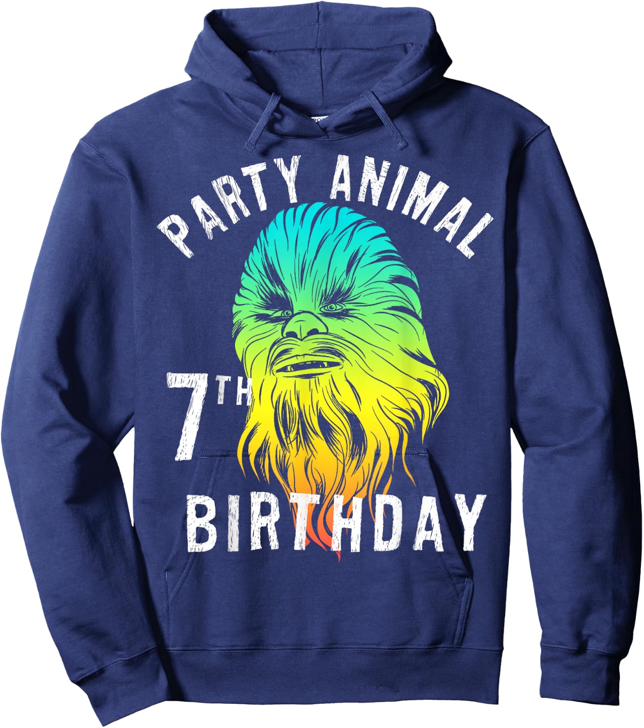 Star Wars Chewie Party Animal 7th Birthday Color Portrait Hoodie - Hoodie | Navy