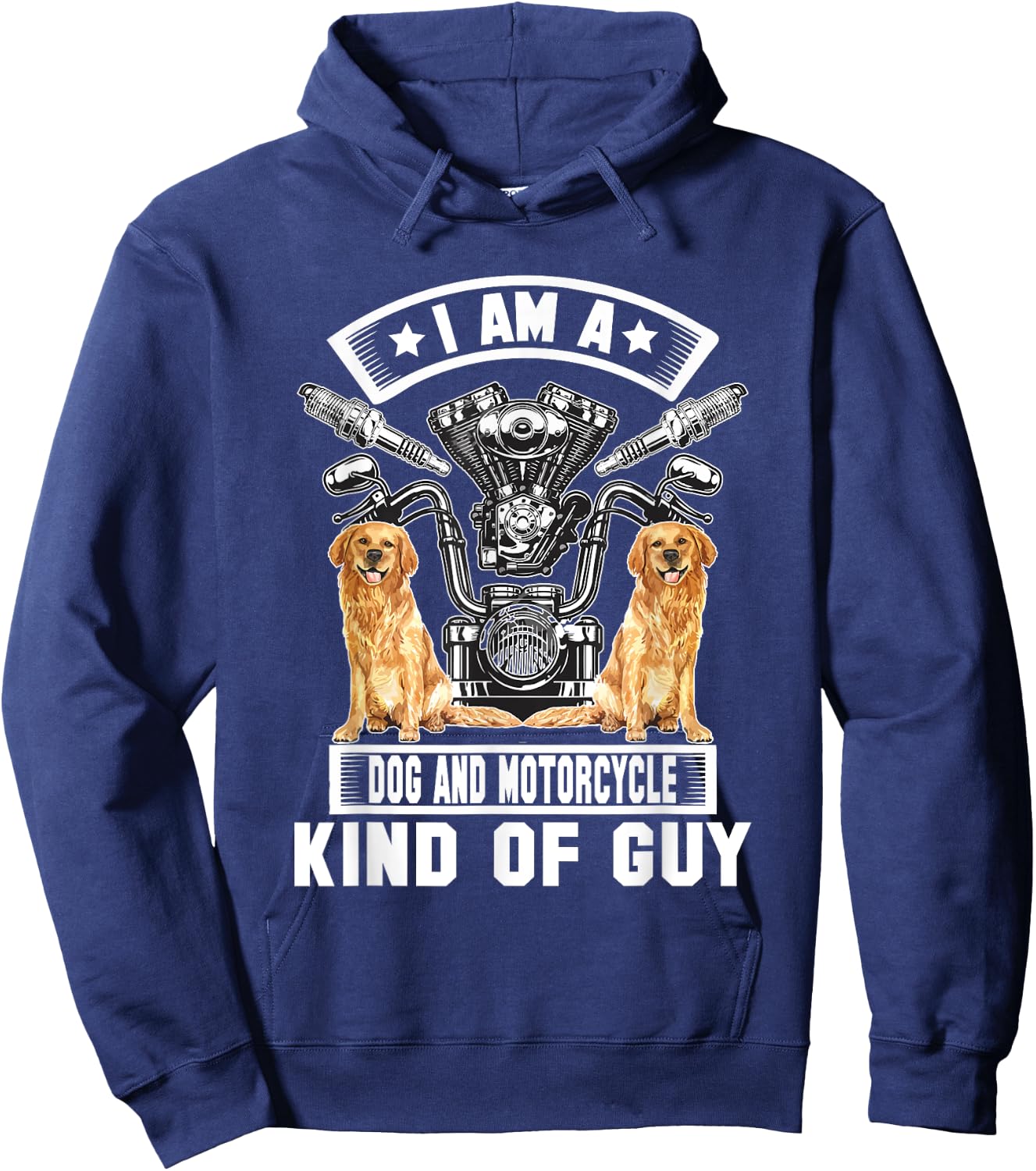 Motorcycle And Dog Bike Riding Dad Biker Labrador Men Women Hoodie - Hoodie | Navy