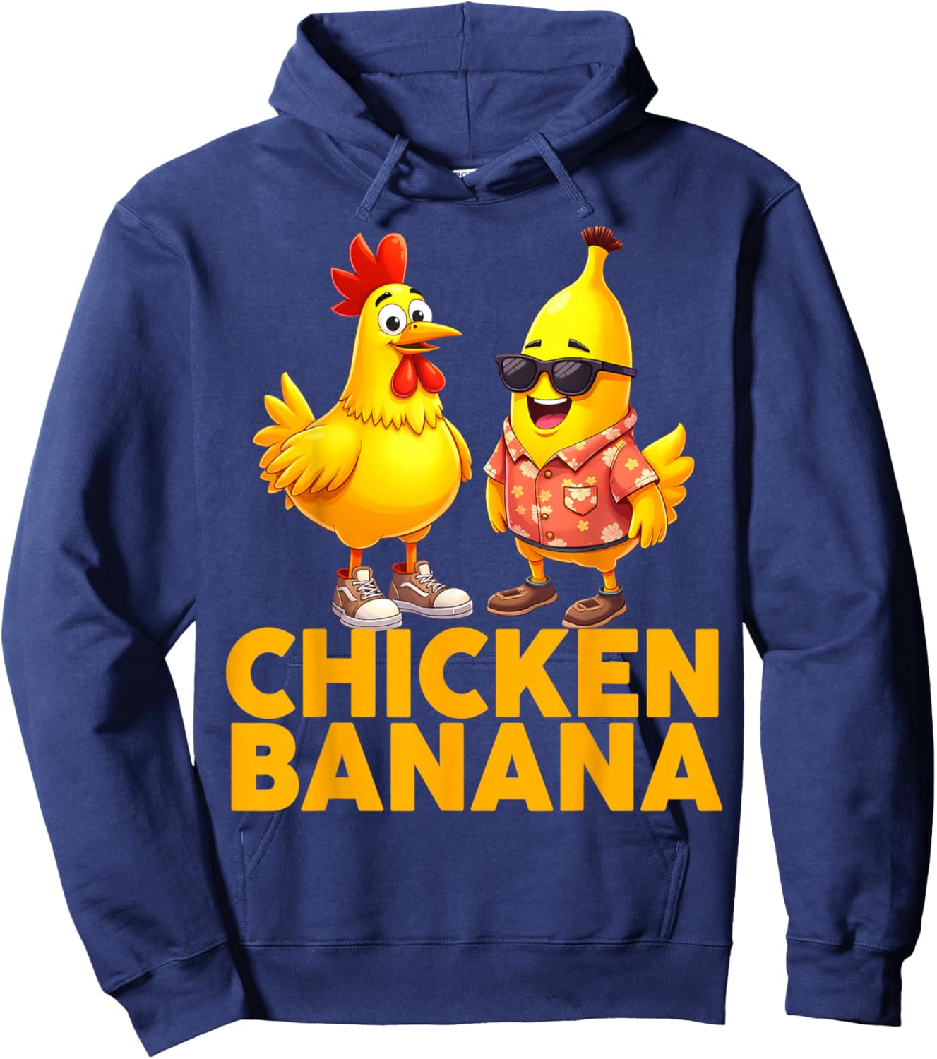 Funny Chicken Banana Graphic Men Women Kids Hoodie - Hoodie | Navy