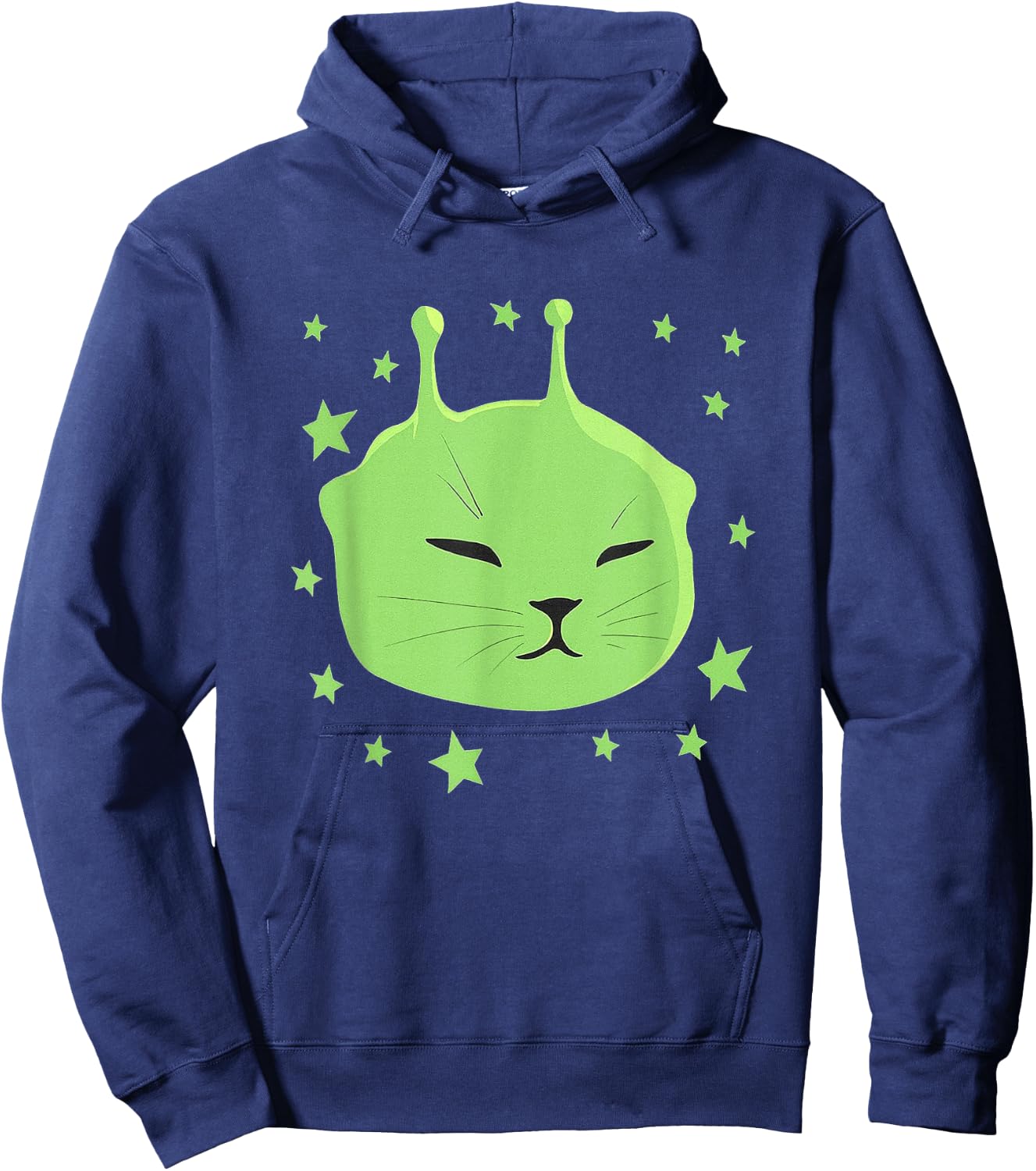 Alien Cat Meme Y2K Spaceship Space Kitty Silly Brainrot Hoodie - Hoodie | Navy