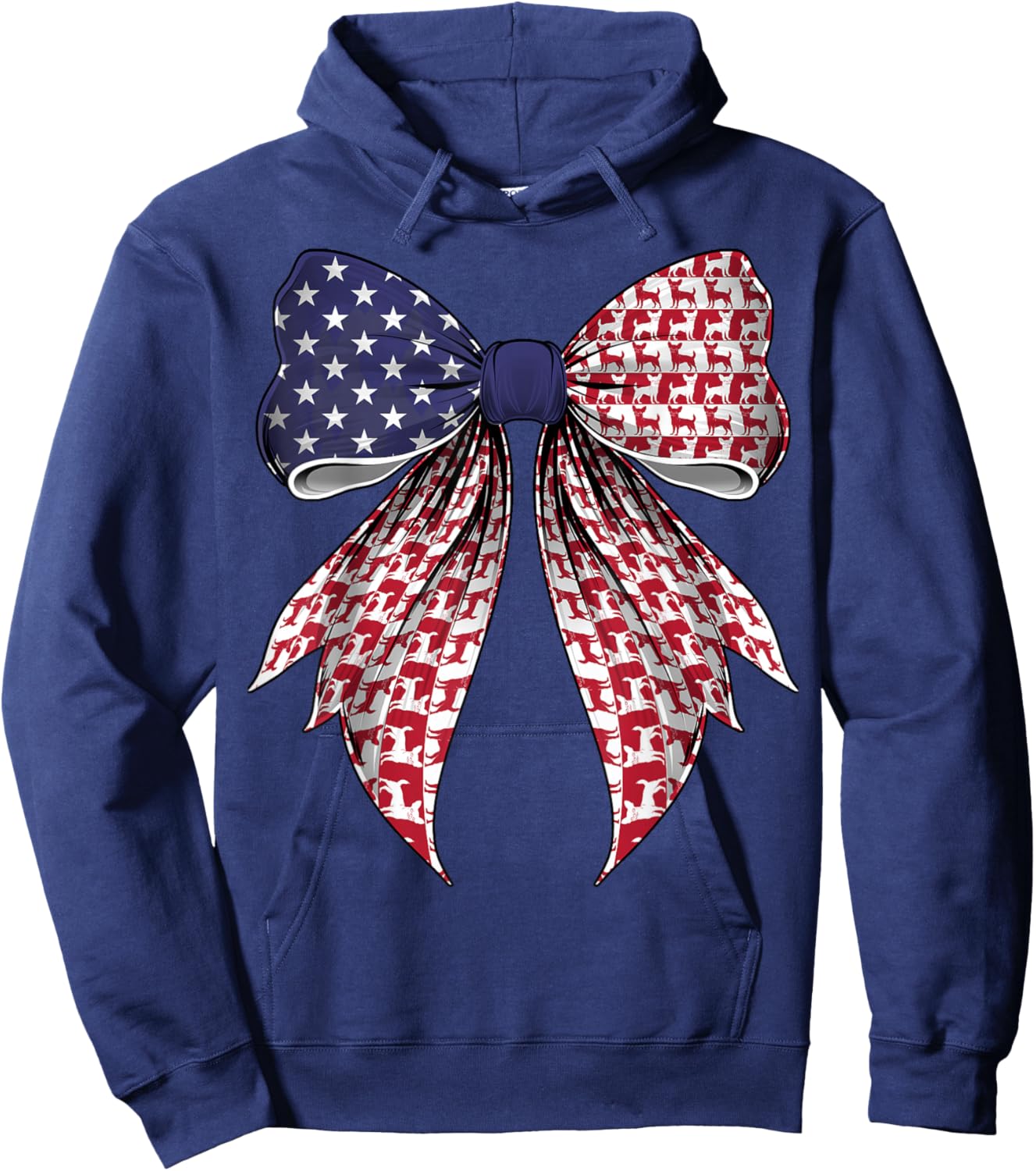 Chihuahua Dog 4th of July American Flag Patriotic Coquette Hoodie - Hoodie | Navy