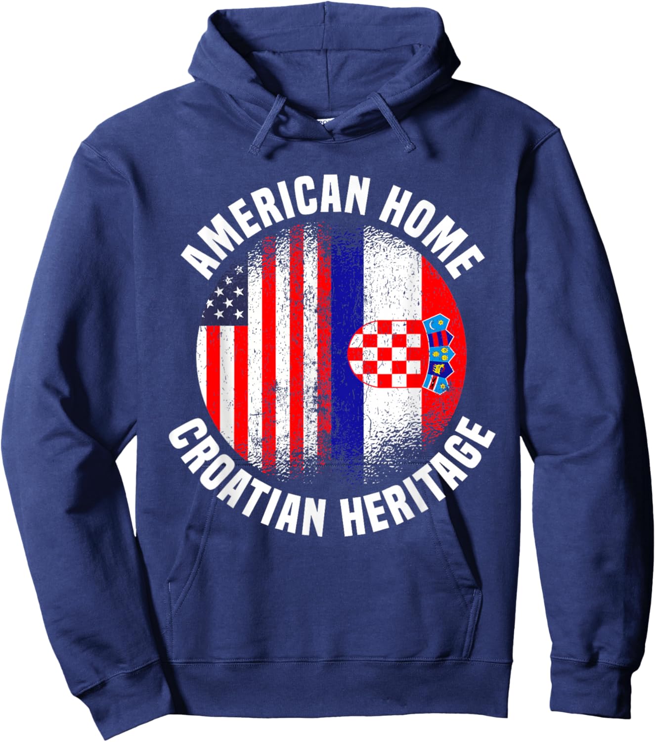 Croatia Outfit & Women US American Croatian Flag Hoodie - Hoodie | Navy