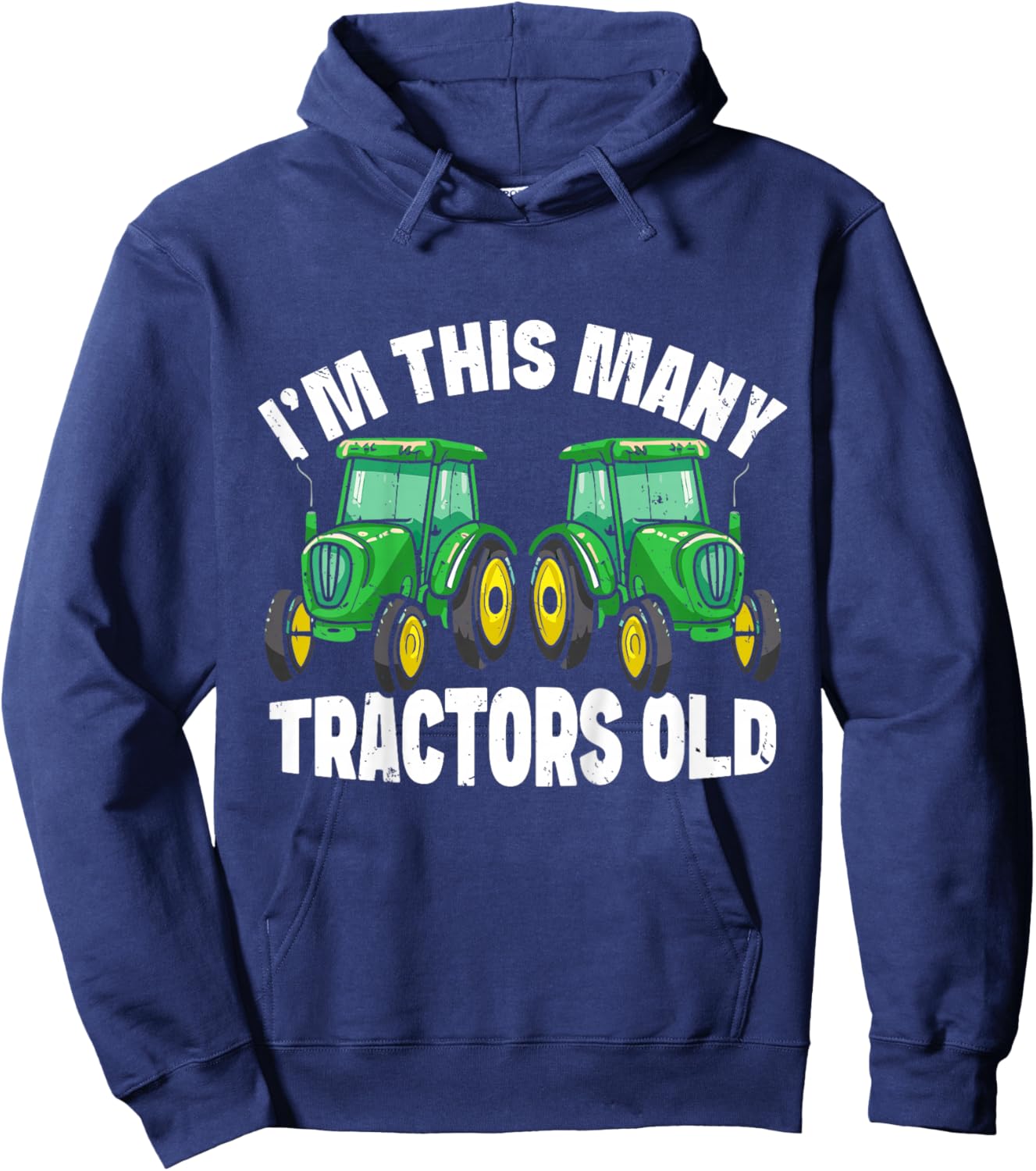 2nd Birthday Im This Many Tractors Old 2 Toddler Boys Kids Hoodie - Hoodie | Navy