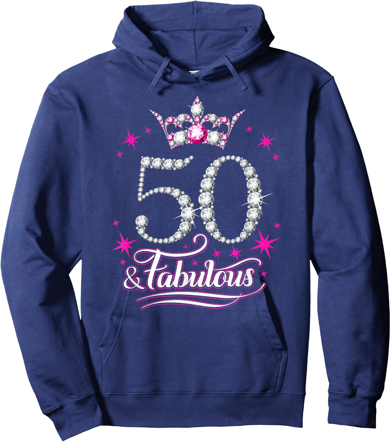 50th Birthday. 50 and Fabulous women's, ladies Hoodie - Hoodie | Navy