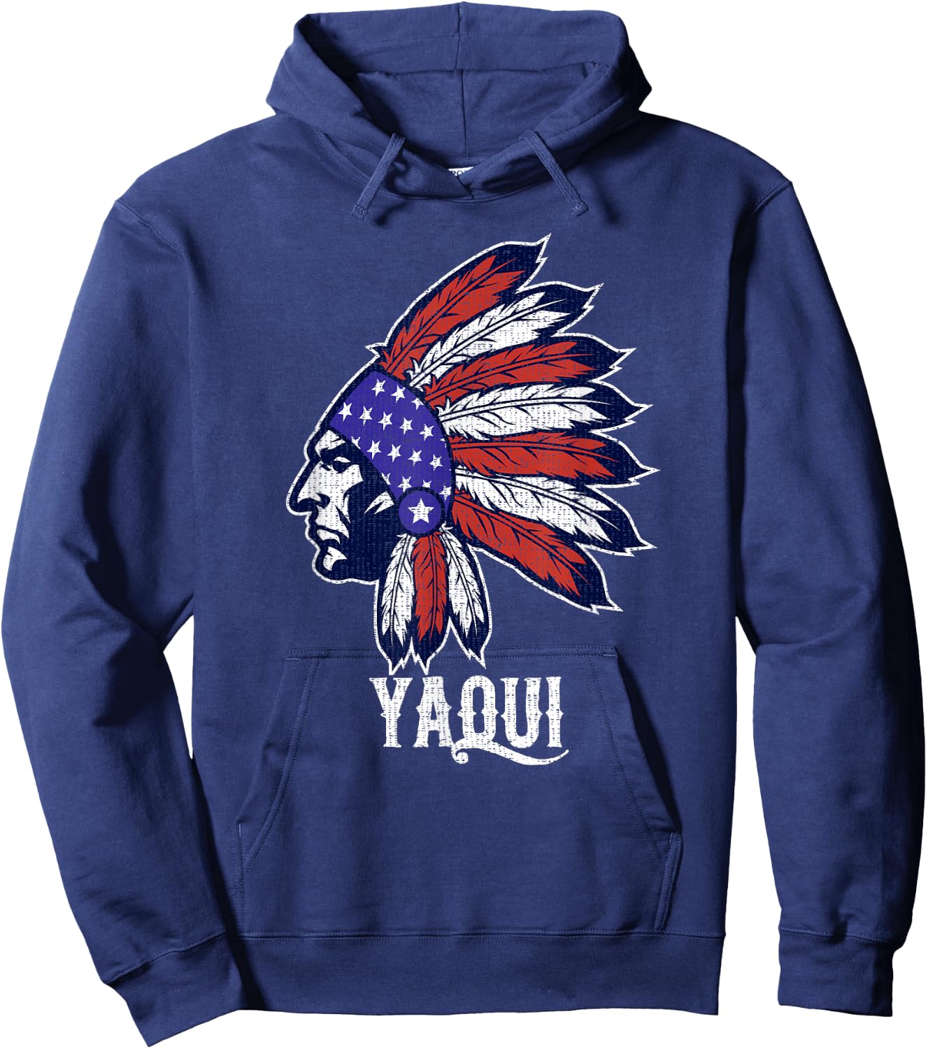 Yaqui Native American Flag Pride Headdress Men Hoodie - Hoodie | Navy