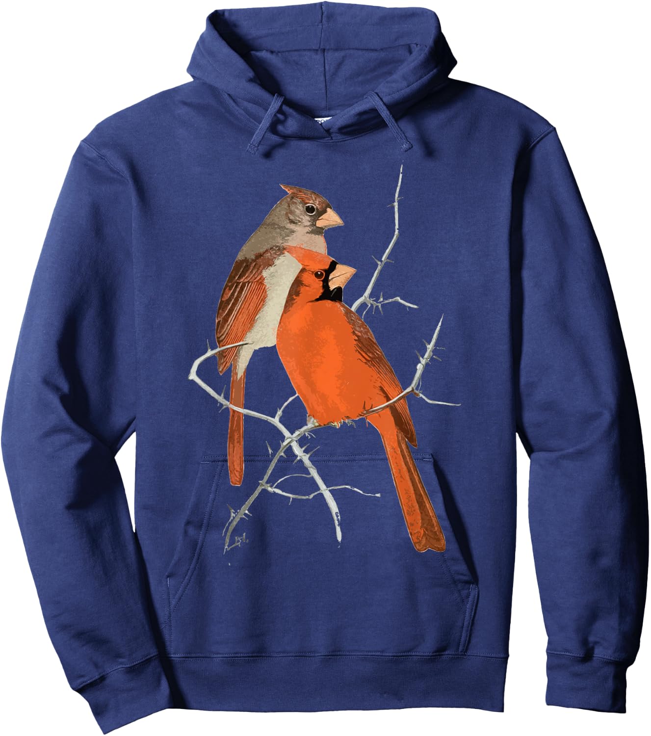 Red Cardinal Bird Male Female Hoodie - Hoodie | Navy