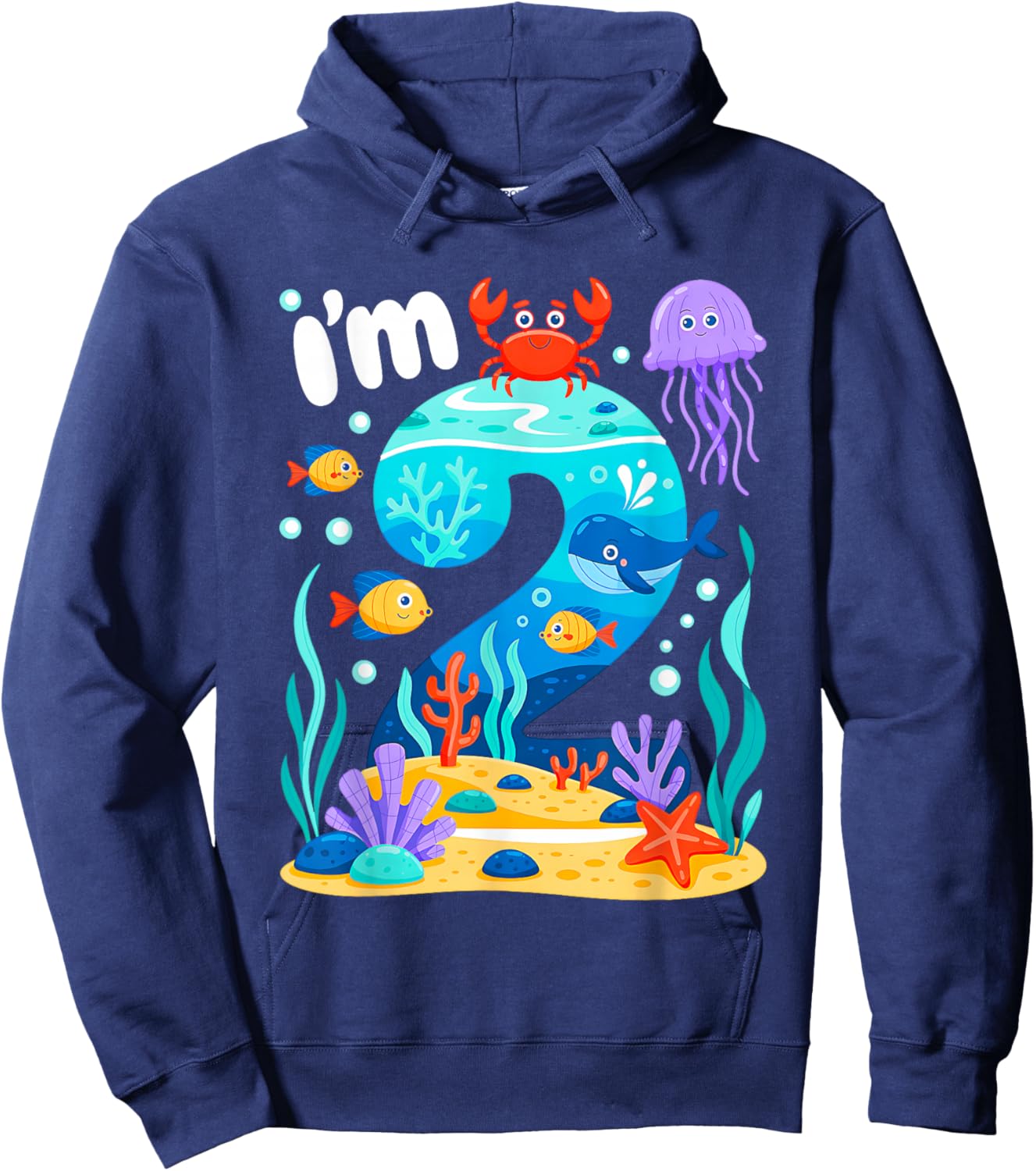 Ocean See Underwater 2 Year Old Under The Sea Birthday Party Hoodie - Hoodie | Navy