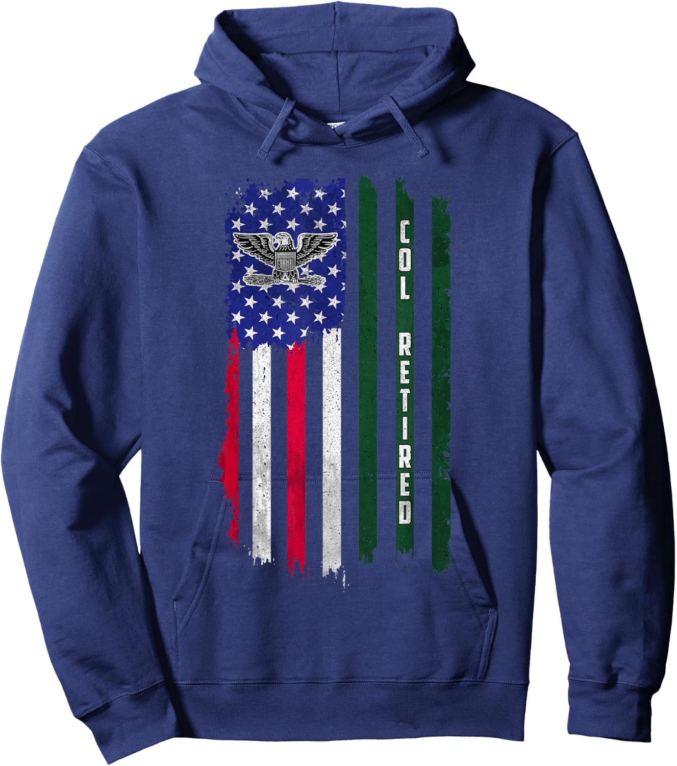 Retired O6 Colonel COL Rank American Flag Veterans Day Papa Hoodie - Hoodie | Navy