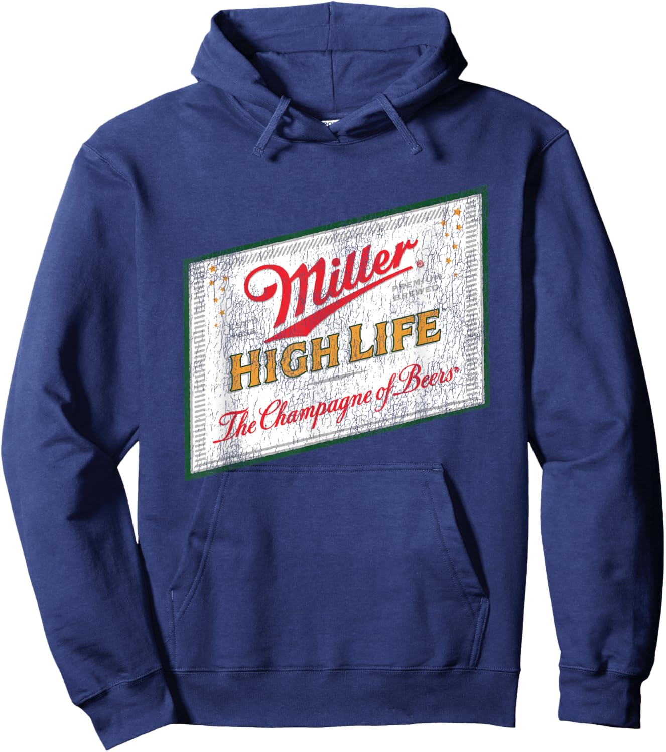 Miller High Life Champagne Of Beer Vintage Label Hoodie - Hoodie | Navy