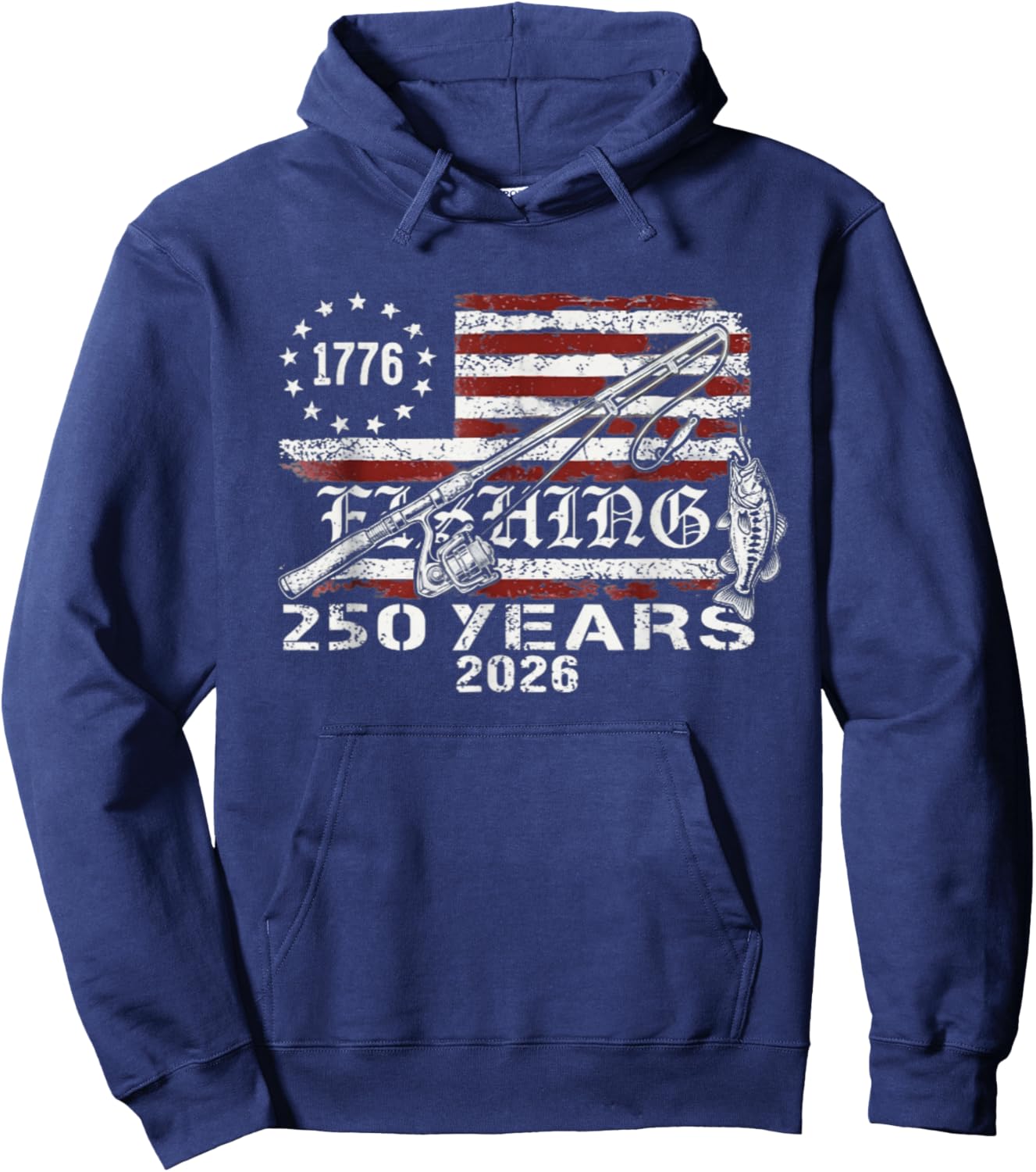 Fisherman 250 Years American 250th Anniversary USA Hoodie - Hoodie | Navy