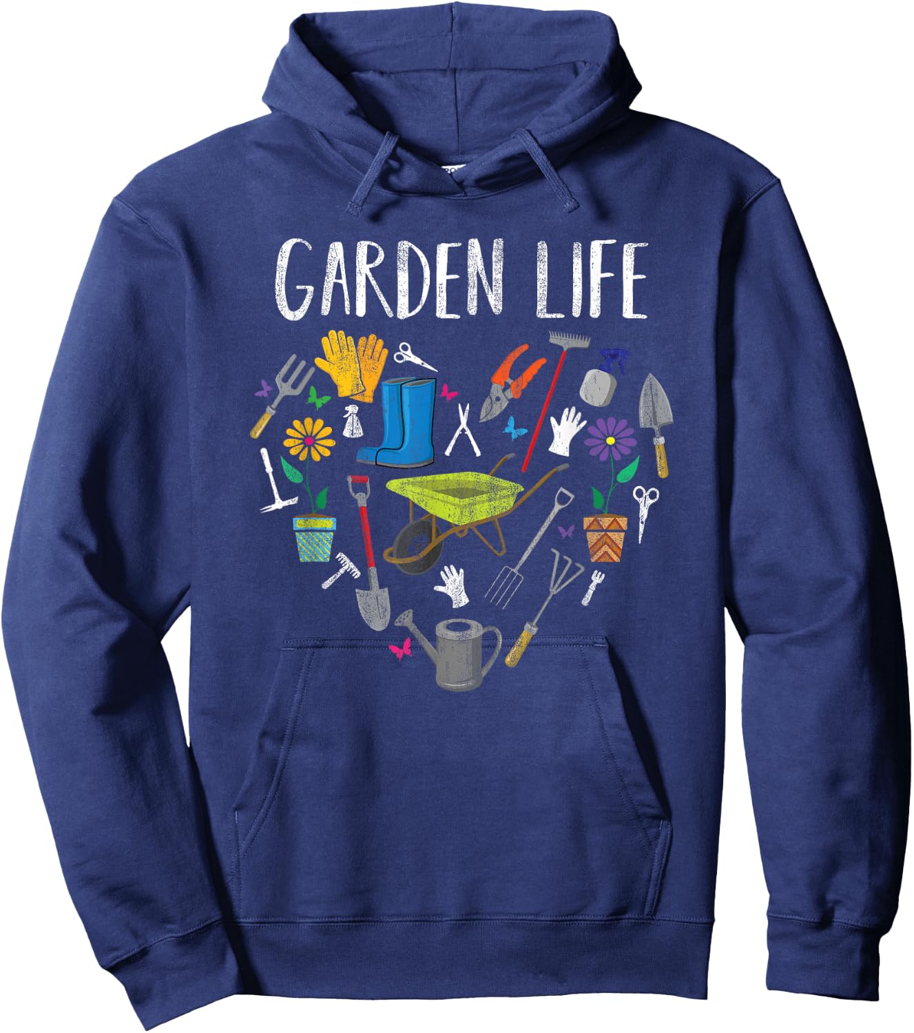 Funny Distressed Garden Life Gardening Love Gardening Hoodie - Hoodie | Navy