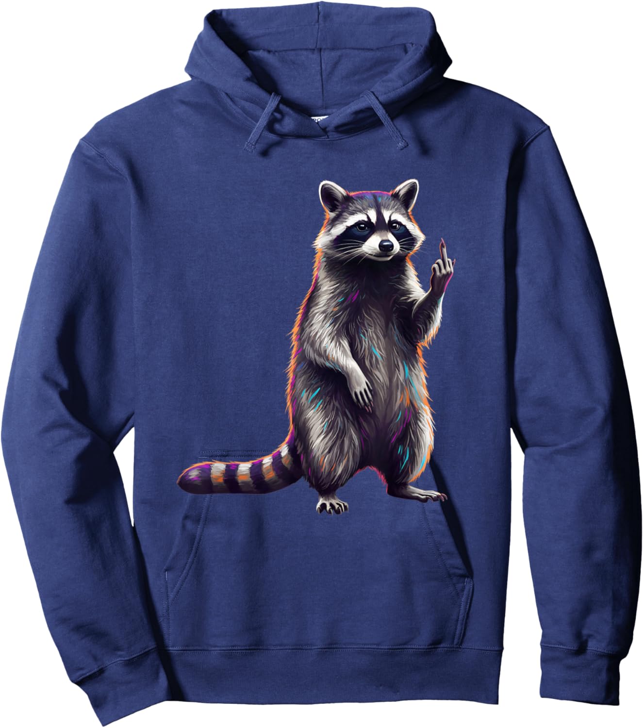 Funny Raccoon Middle Finger Kids Woodland Animal Humor Hoodie - Hoodie | Navy