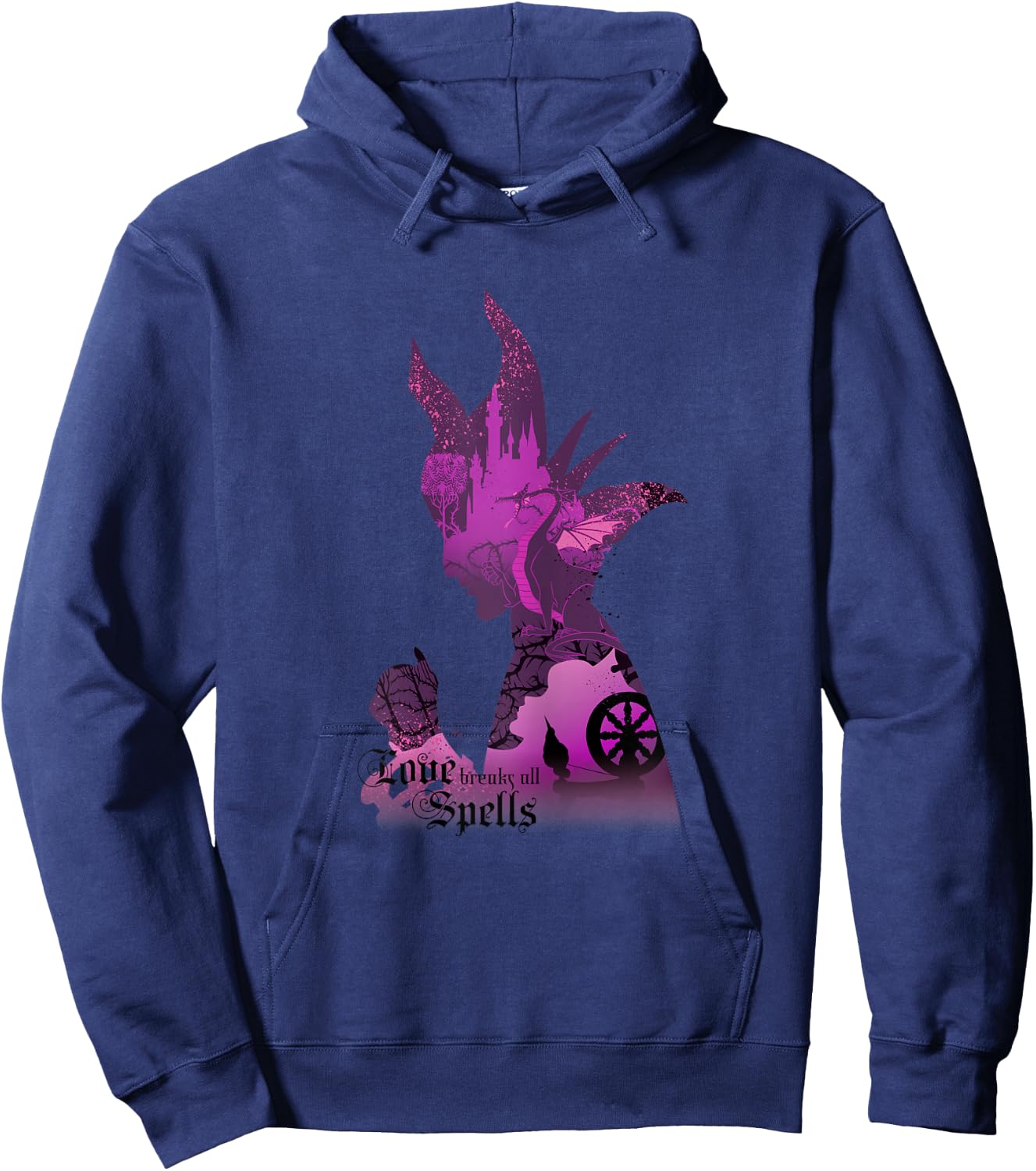 Disney Sleeping Beauty Silhouette Maleficent Graphic Hoodie - Hoodie | Navy