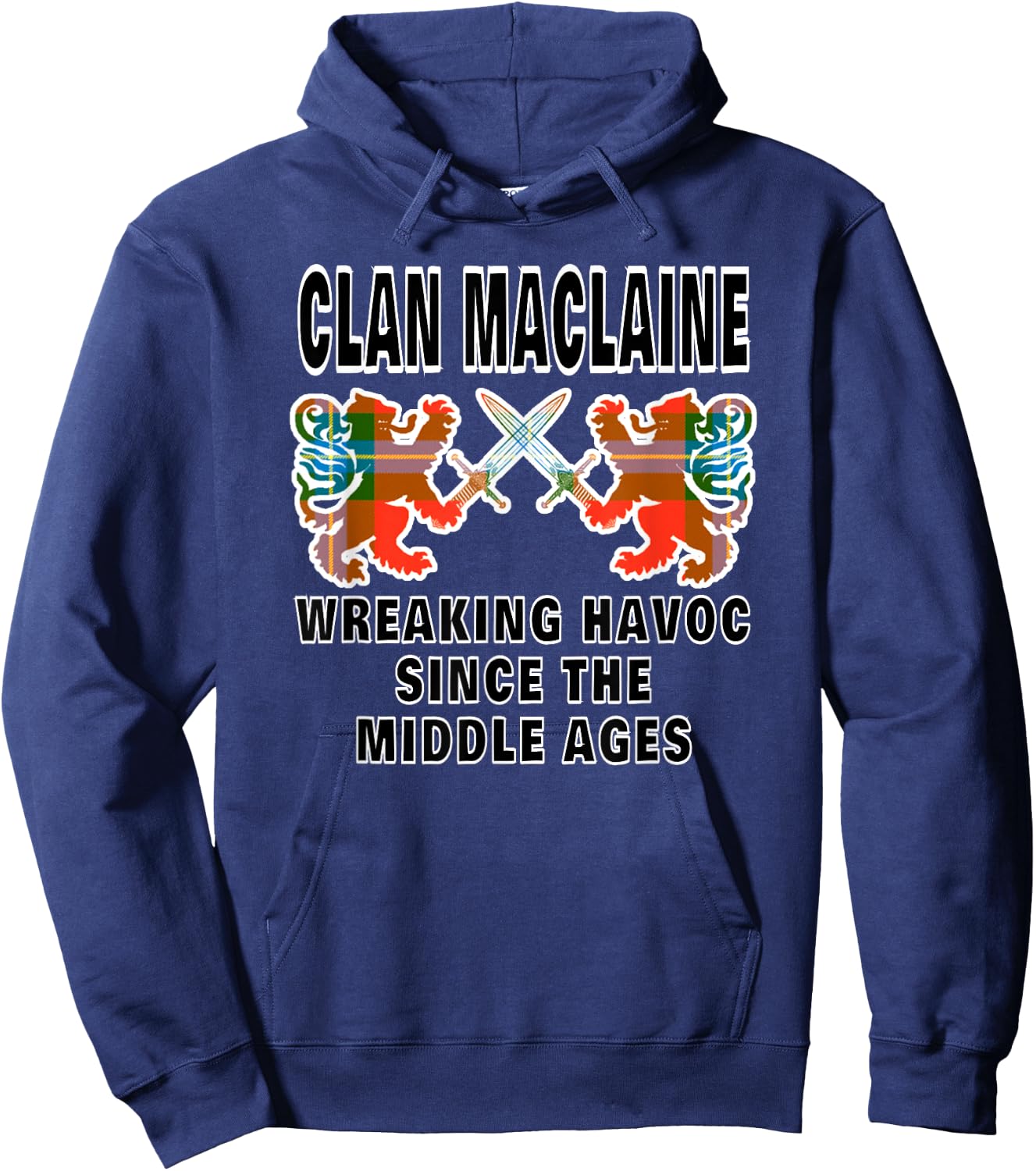 MacLaine Scottish Tartan Scotland Family Clan Name Hoodie - Hoodie | Navy
