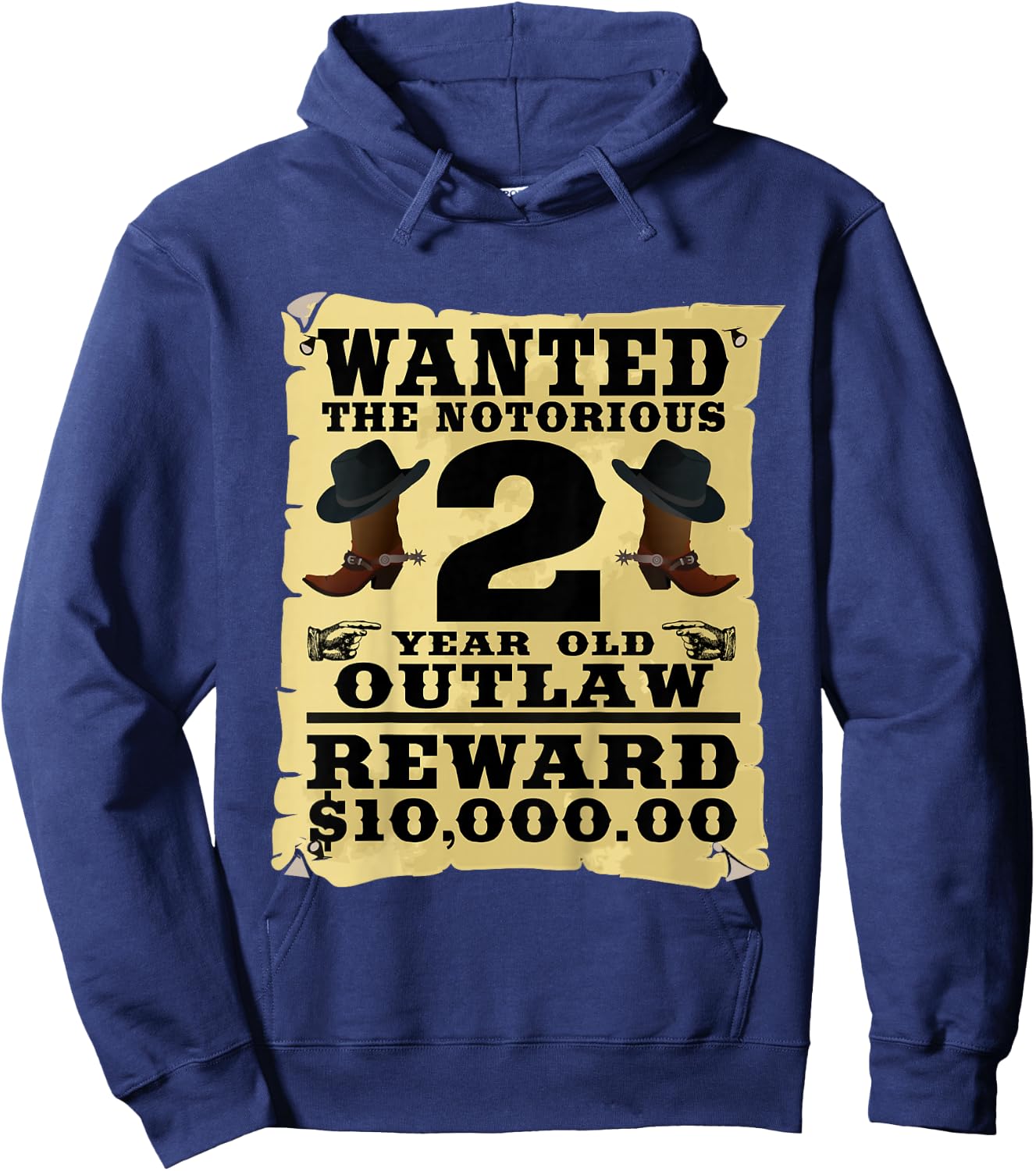 Kids 2 Year Old Cowboy Birthday Party Wild West Western 2nd Gift Hoodie - Hoodie | Navy