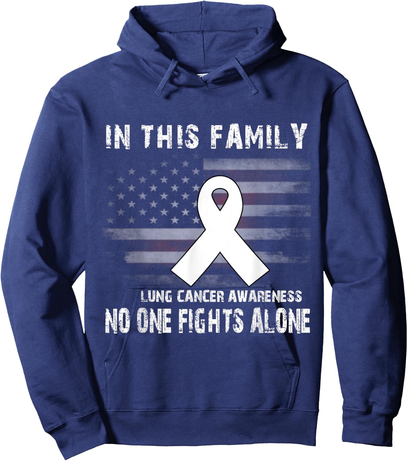 Lung Cancer Awareness Shirt - No One Fights Alone Hoodie - Hoodie | Navy
